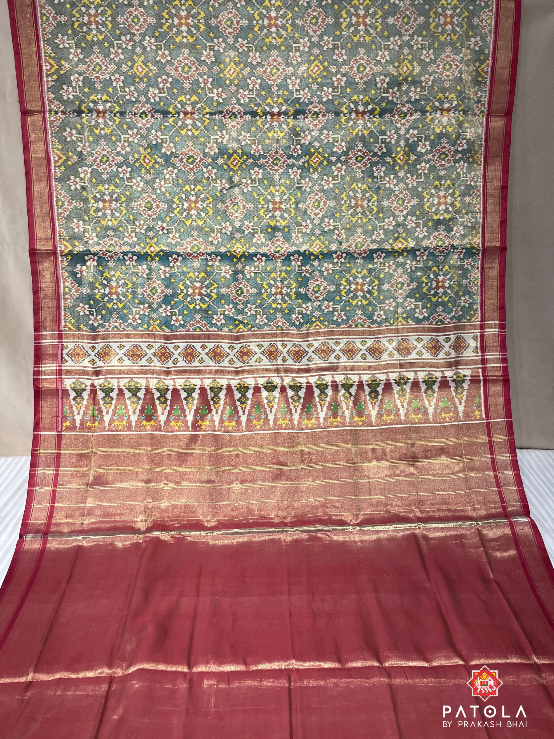 C-Green Navratna Design Tissue Patola Saree