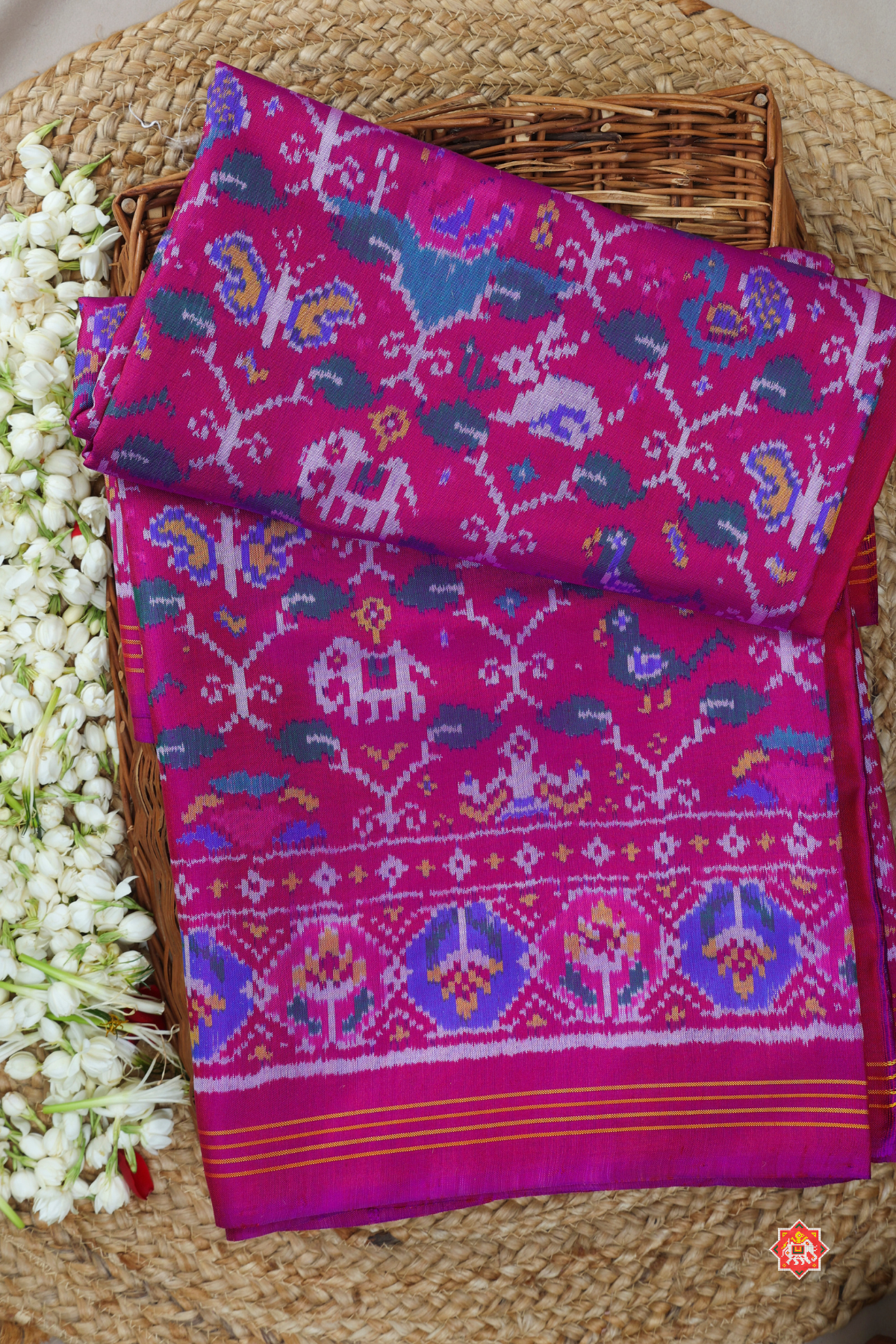 Small motifs design & traditional pallu semi double ikat patola saree
