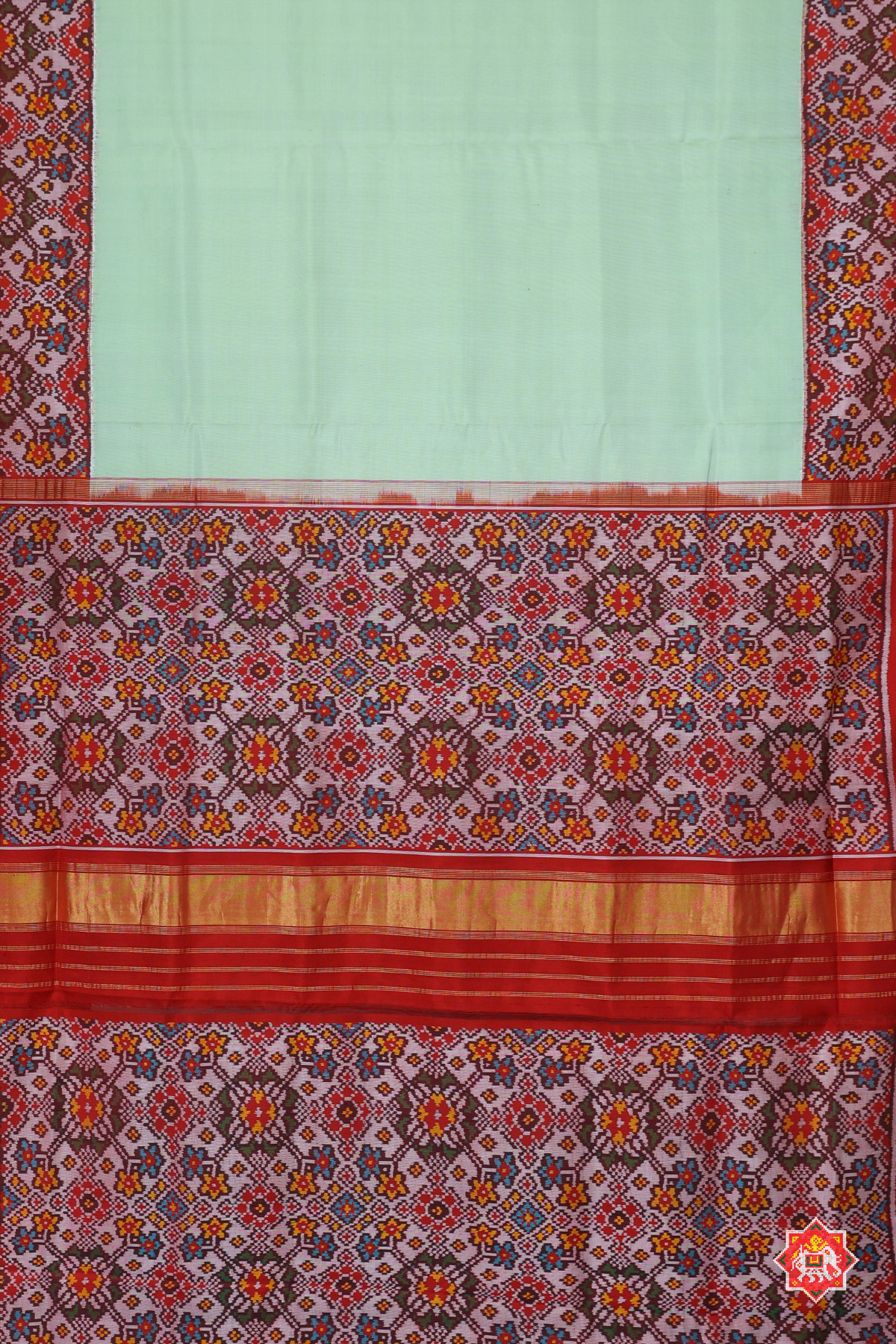 Plain patola with border pallu navratna design & blouse patola design with minakari work patola saree