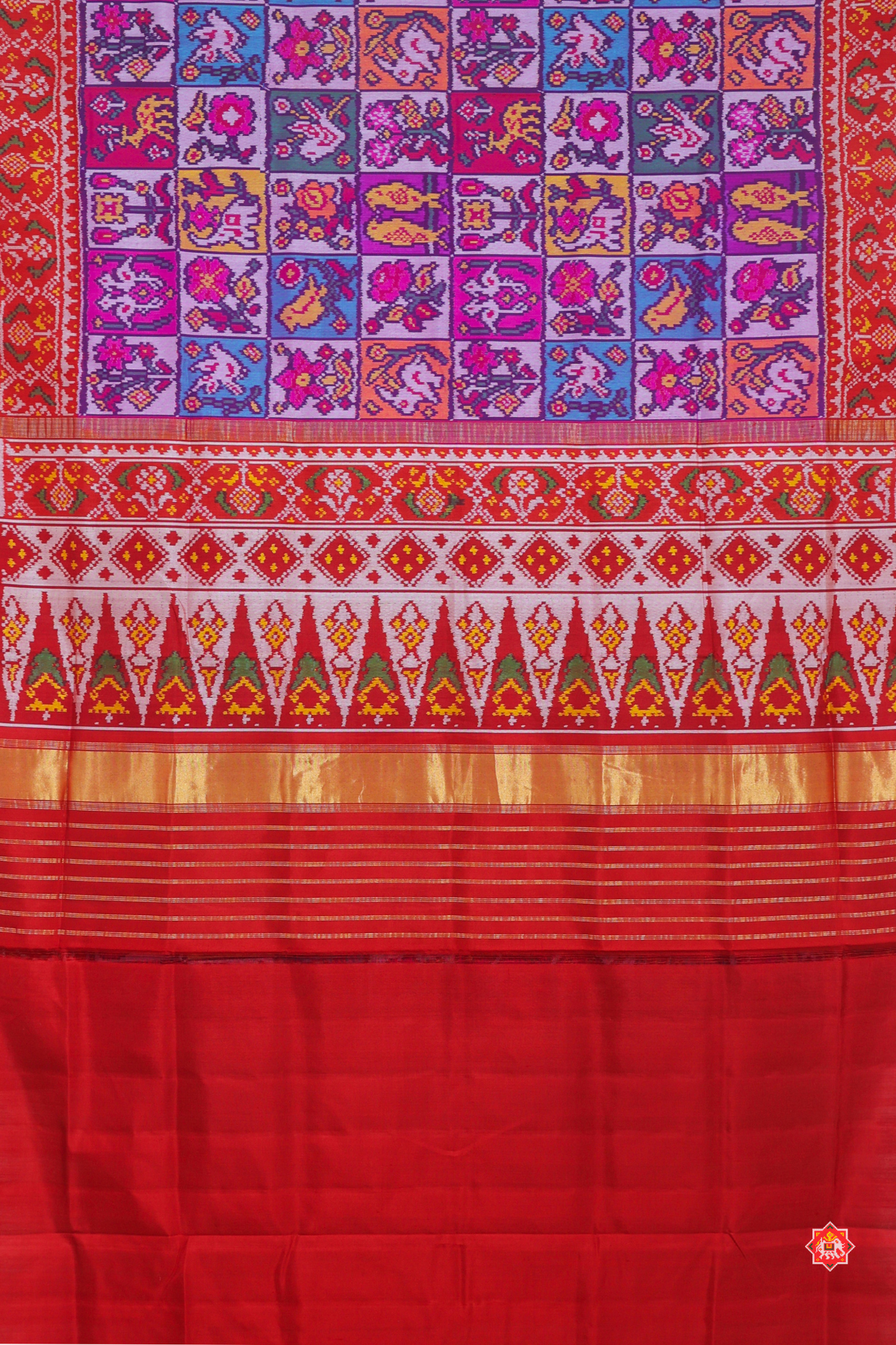 Masterpiece 8 motifs designer multi colours  Semi double ikat patola saree