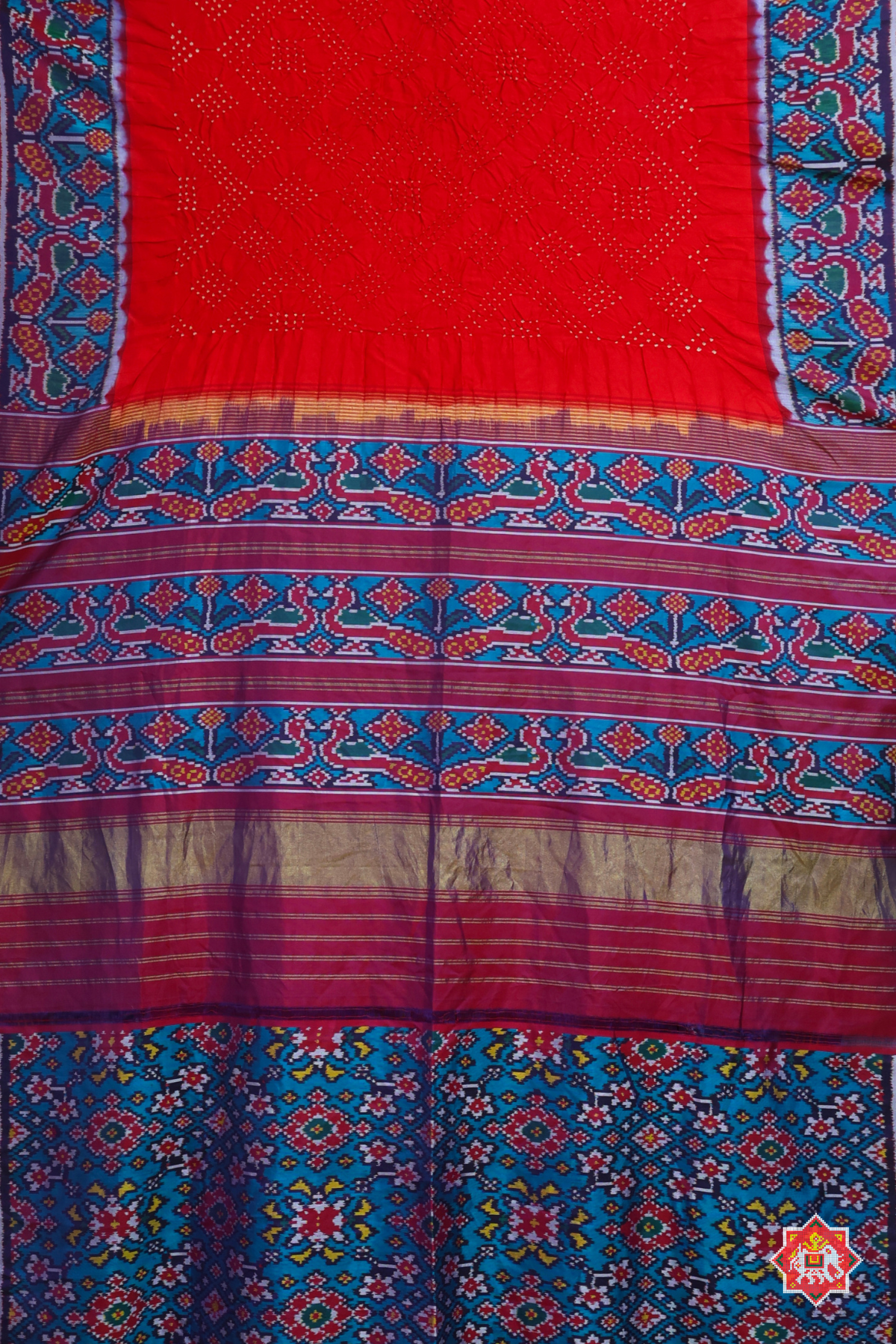 Peacock border pallu with blouse design bandhej patola saree