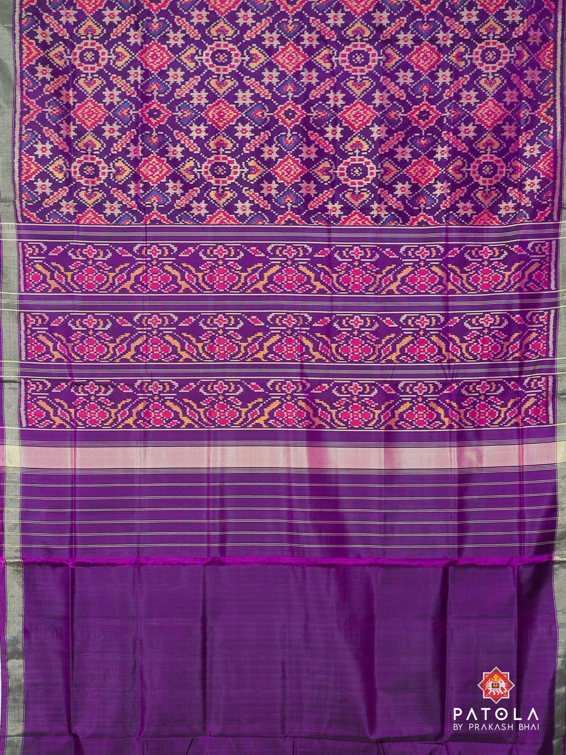 Manekchowk Navratna Mix Minakari Designer Single Ikat Patola Saree