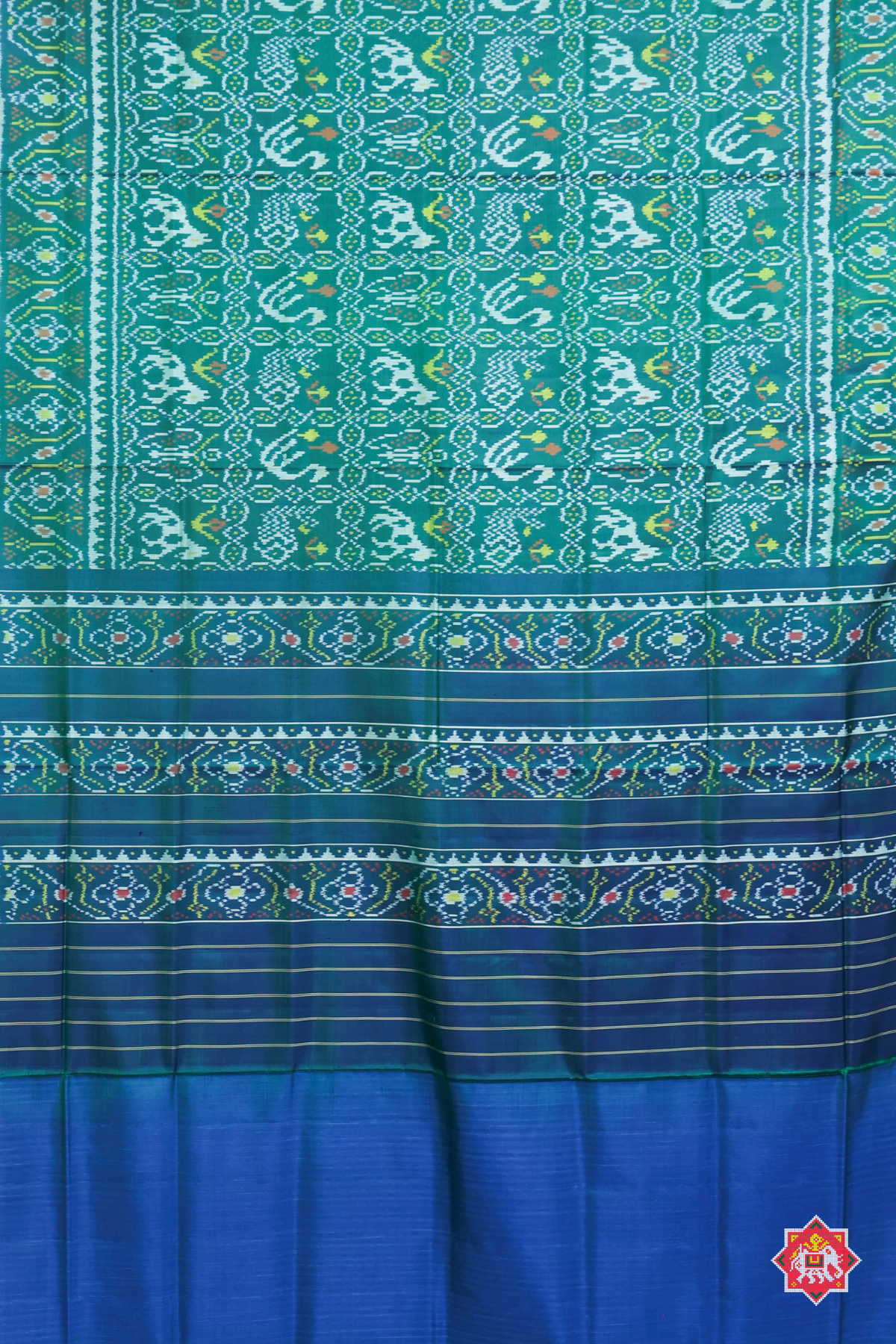 Motif design small tissue border single ikat patola saree