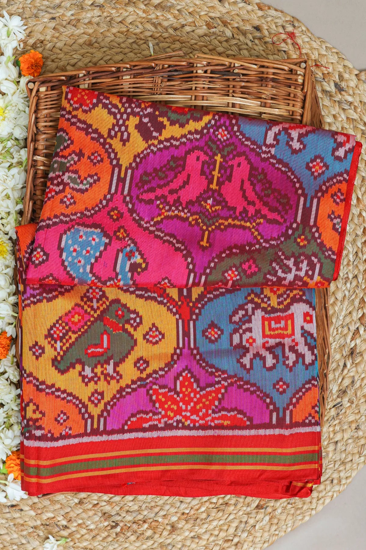 Master piece 10 motifs design with pallu design traditional & blouse patola design semi double ikat patola saree