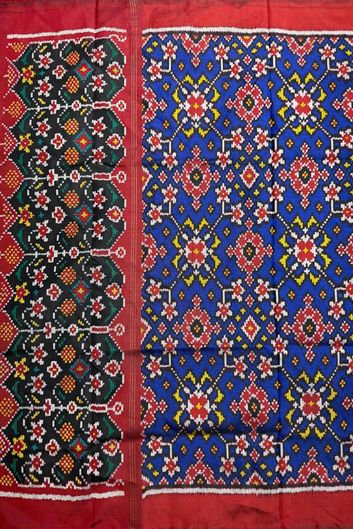 Traditional navratna design & minakari work  semi double ikat dupatta