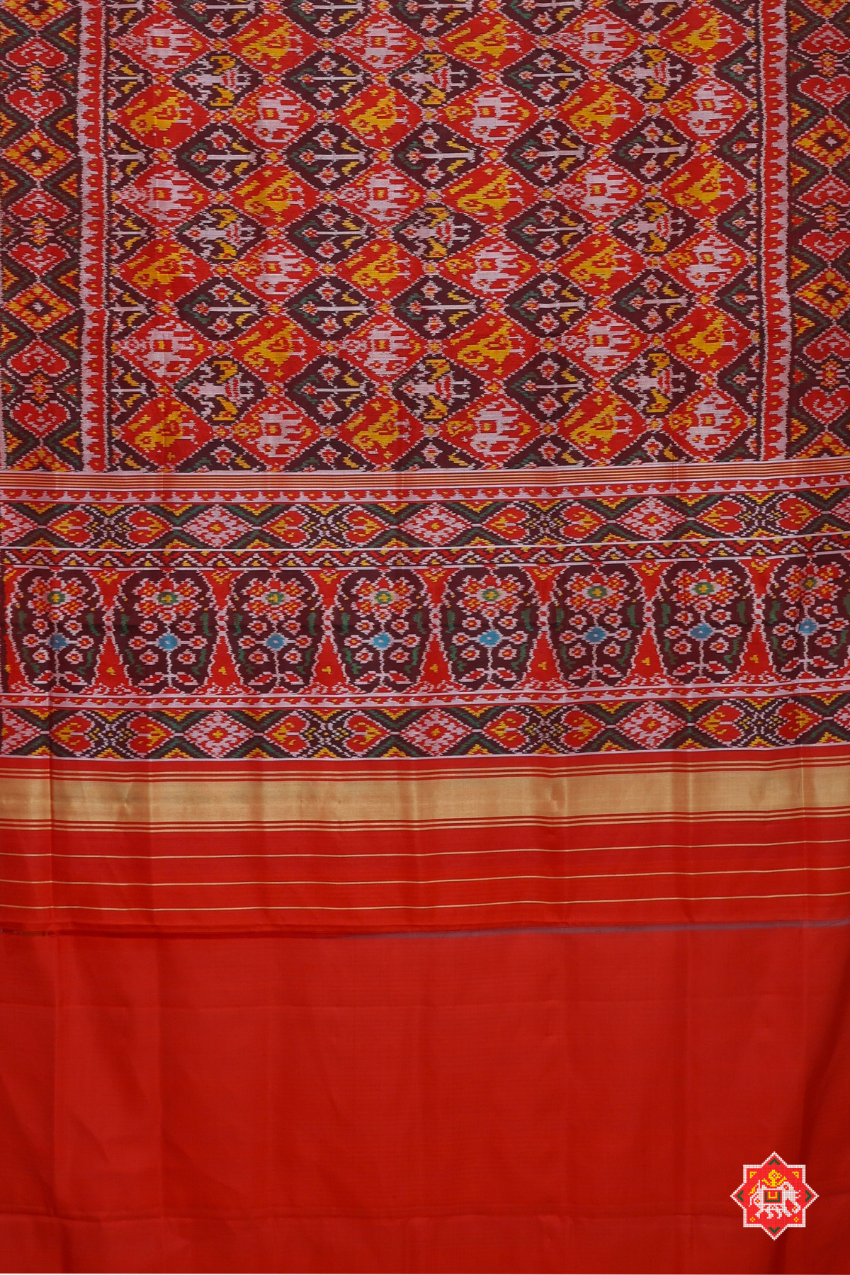 Traditional nari kunjar design minakari work patola saree