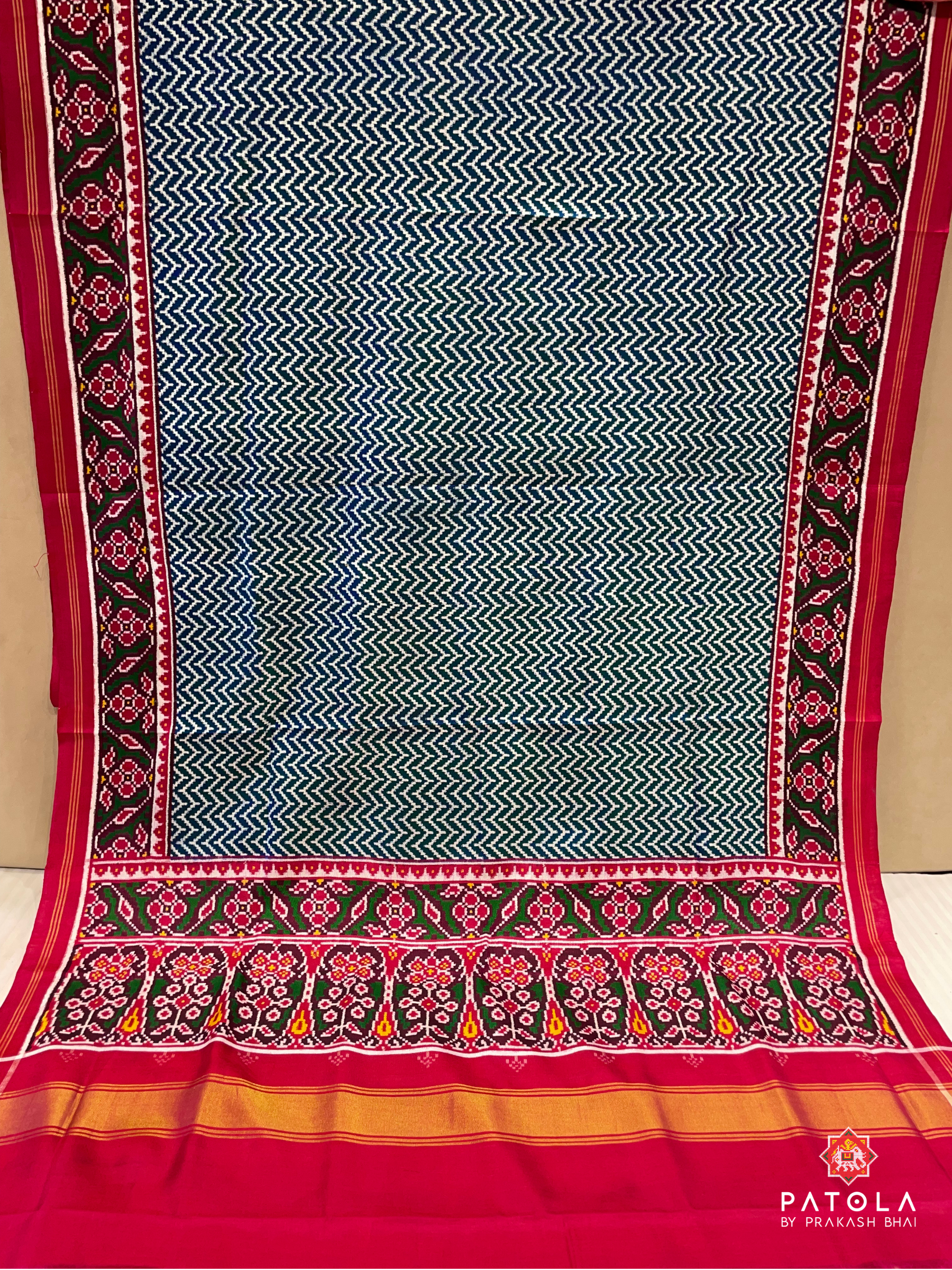 Zigzag Designer Pure Double Ikat Patola Saree