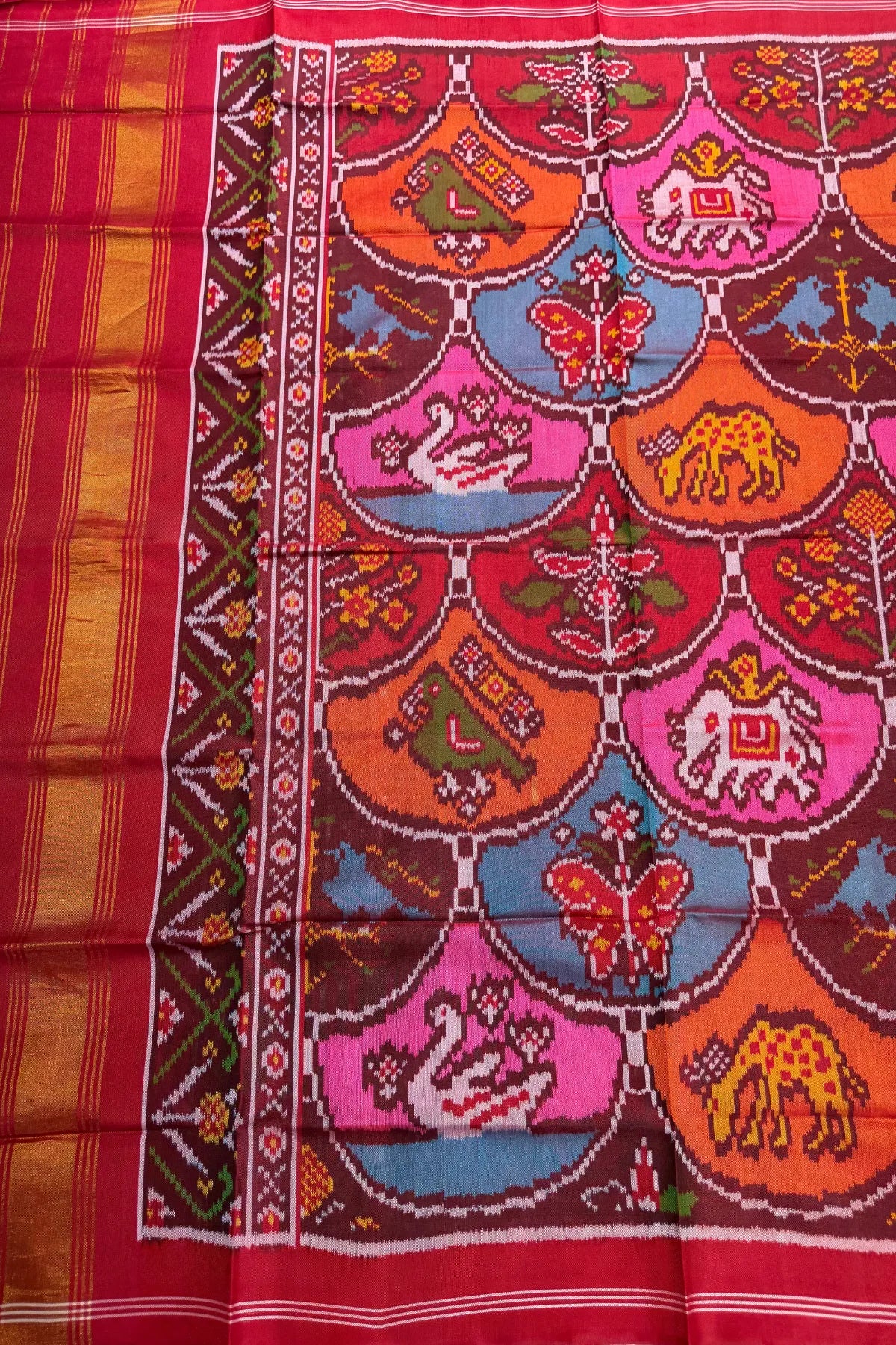 Master piece 7 motifs design semi double ikat dupatta