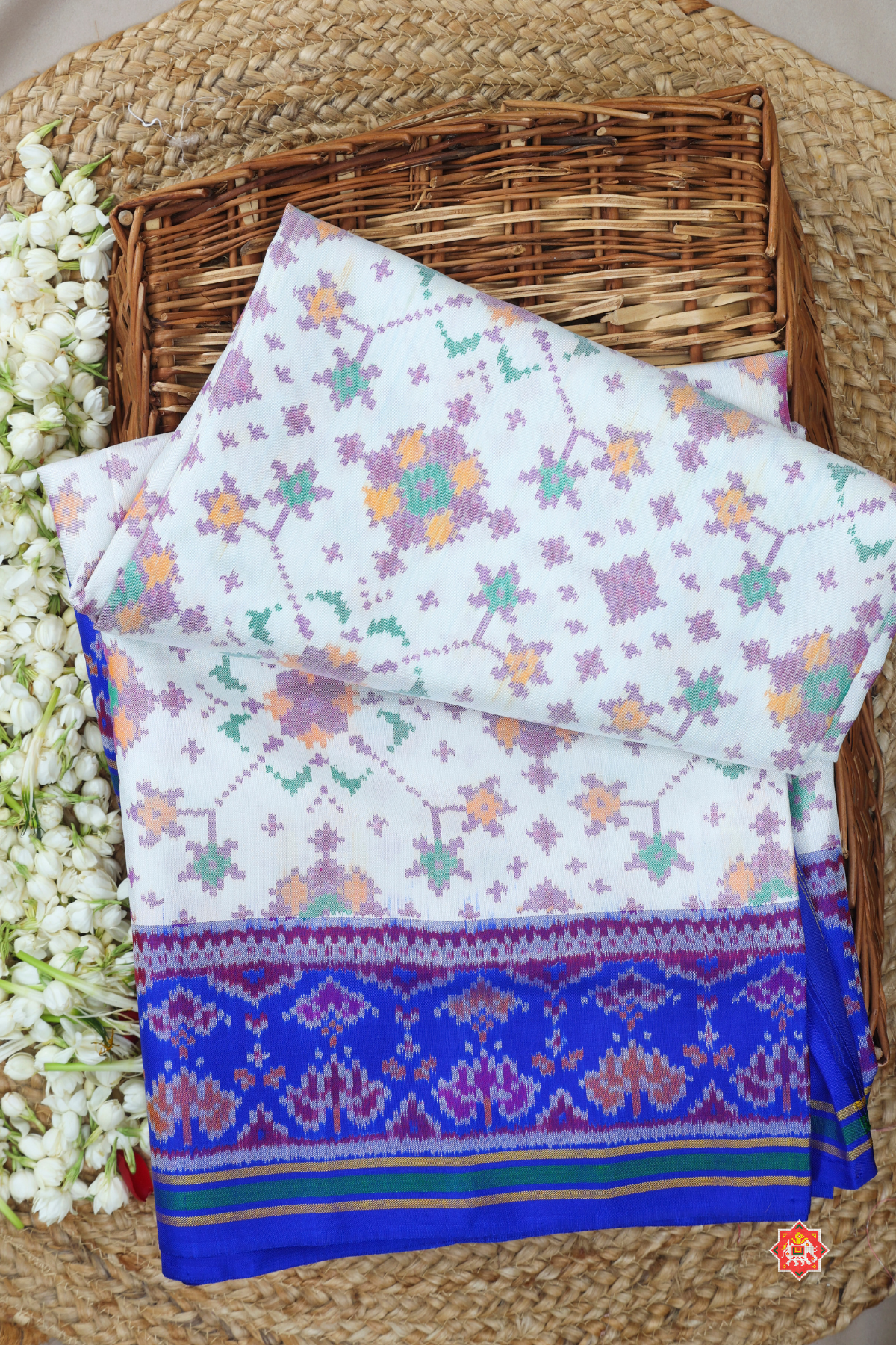 Navratna design with minakari work & border unique design semi double ikat patola saree