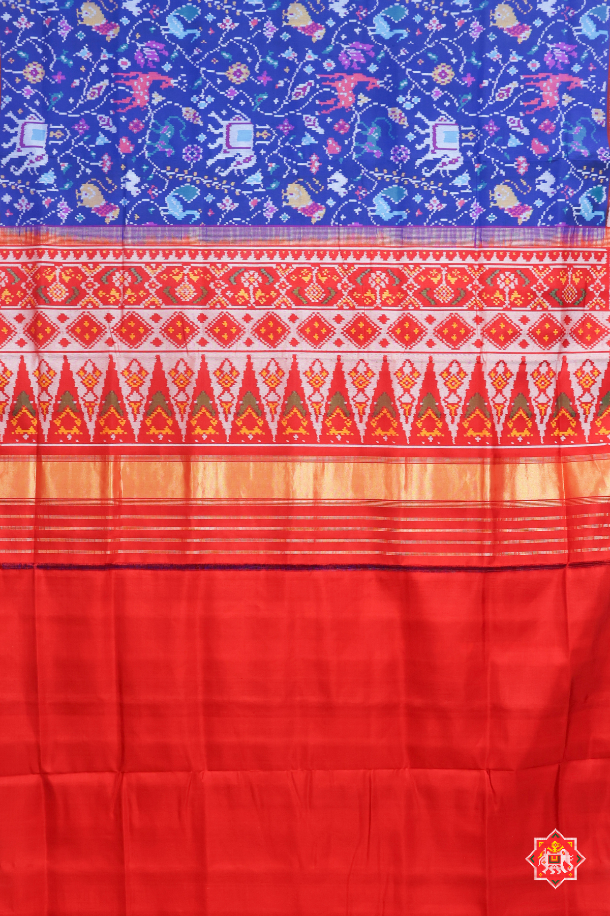 Master piece Animals with flowers design semi double ikat patola saree