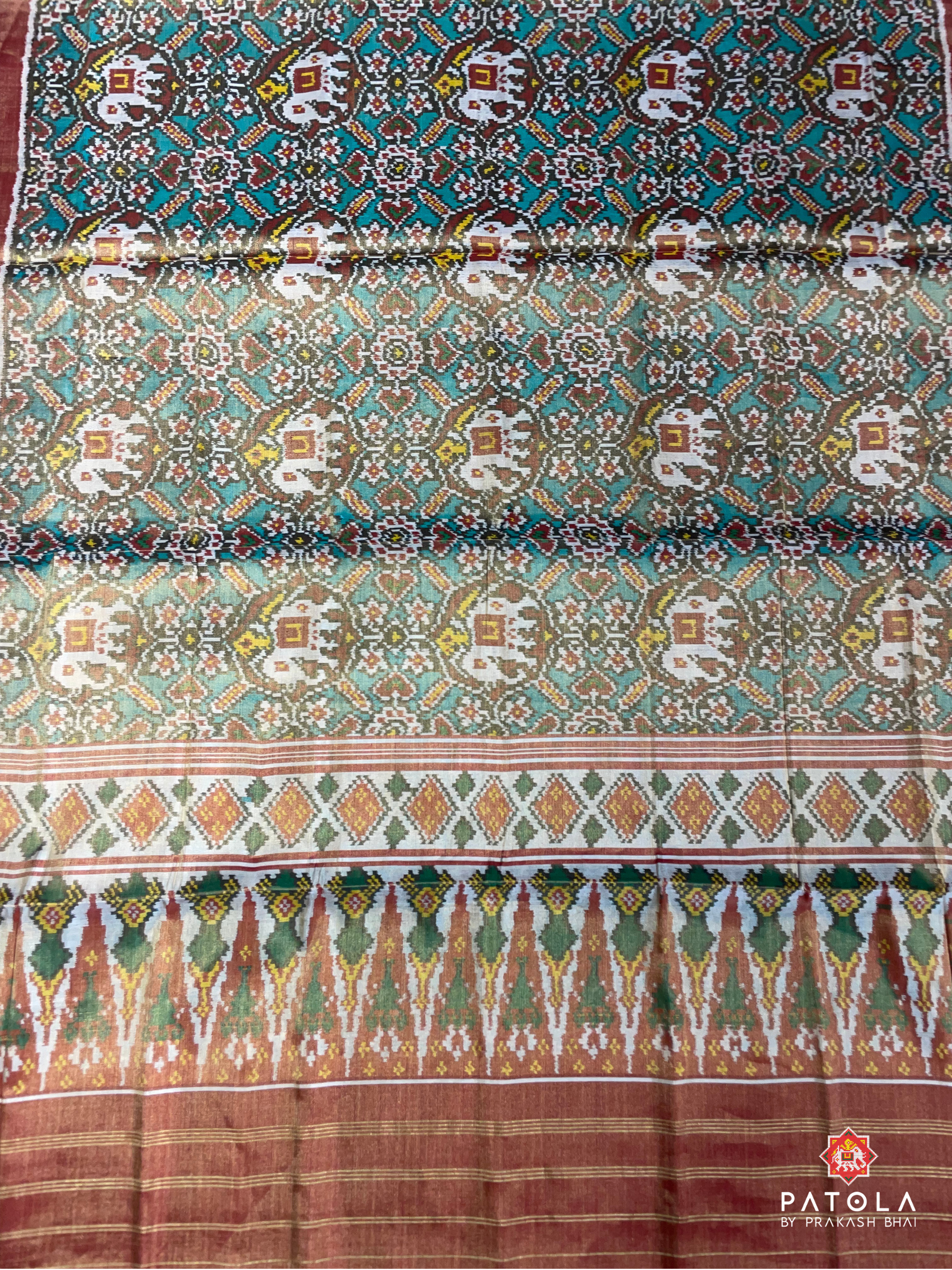 Elephent With Manekchowk Designer Tissue Patola Saree