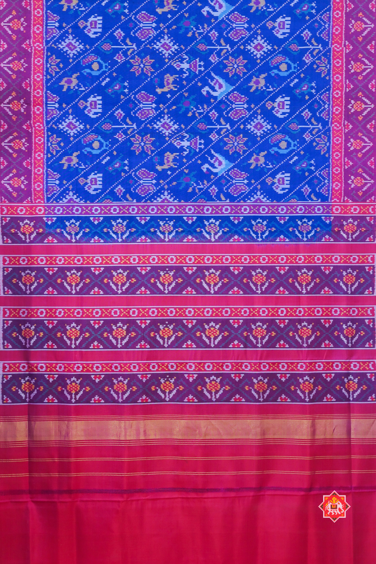 Masterpiece crose figure design semi double ikat patola saree