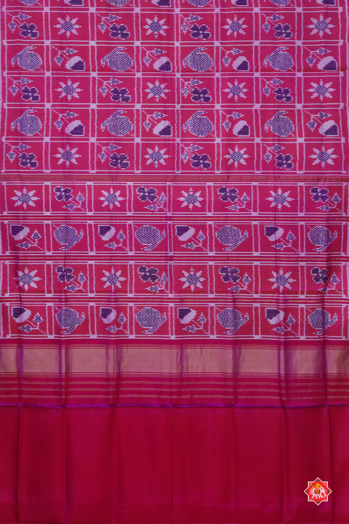 Fancy design with lines border ( office wear) semi double ikat patola saree