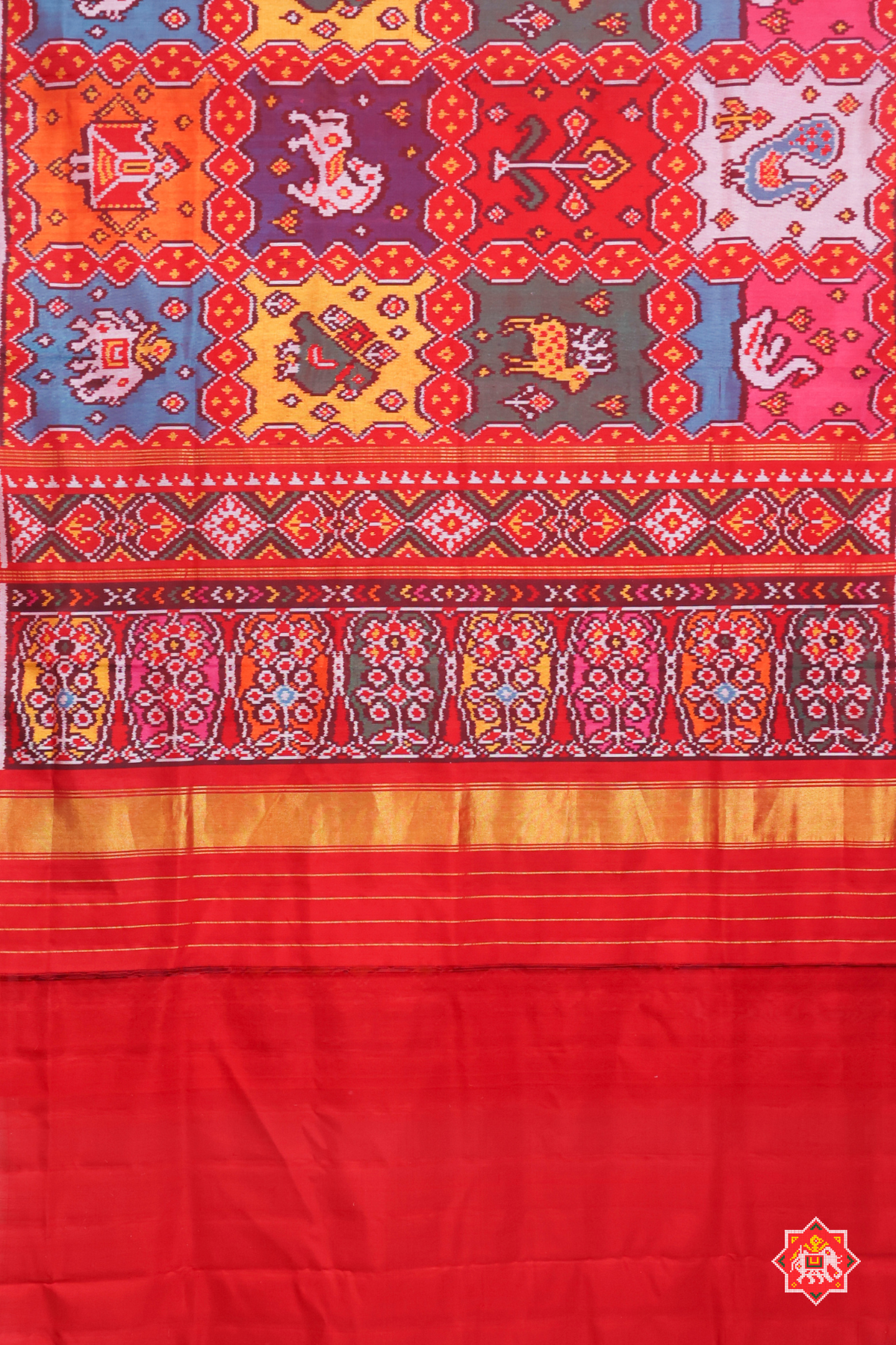 Master piece 7 motif design semi double ikat patola saree