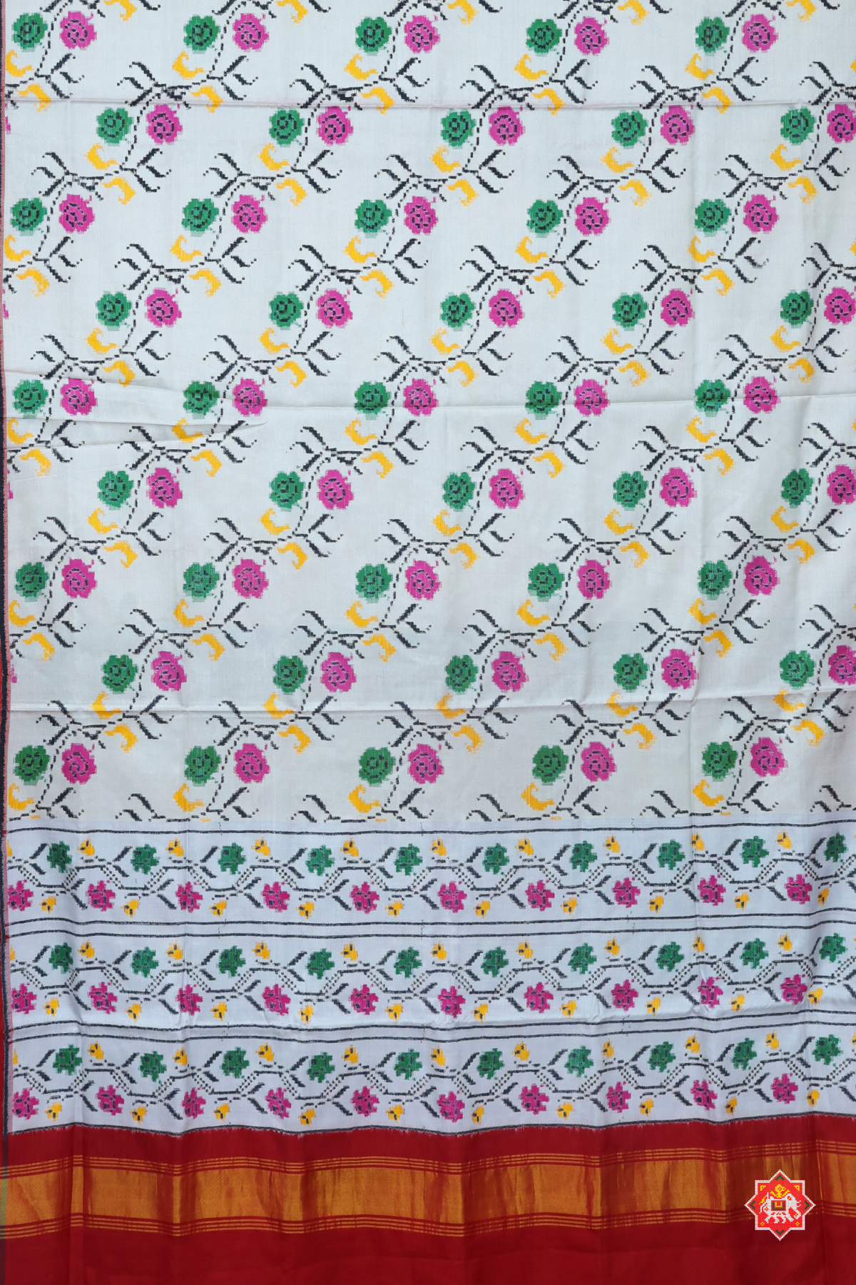 Vell designer with pallu flower design pure double ikat patola saree