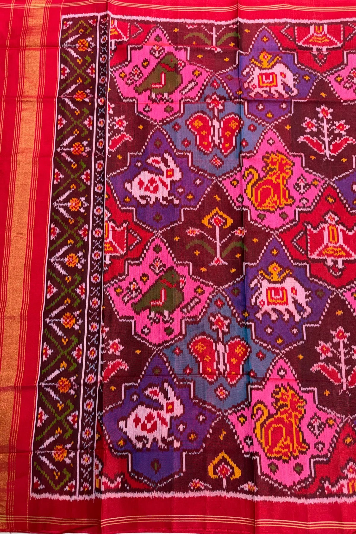 Master piece 6 motifs design semi double ikat dupatta