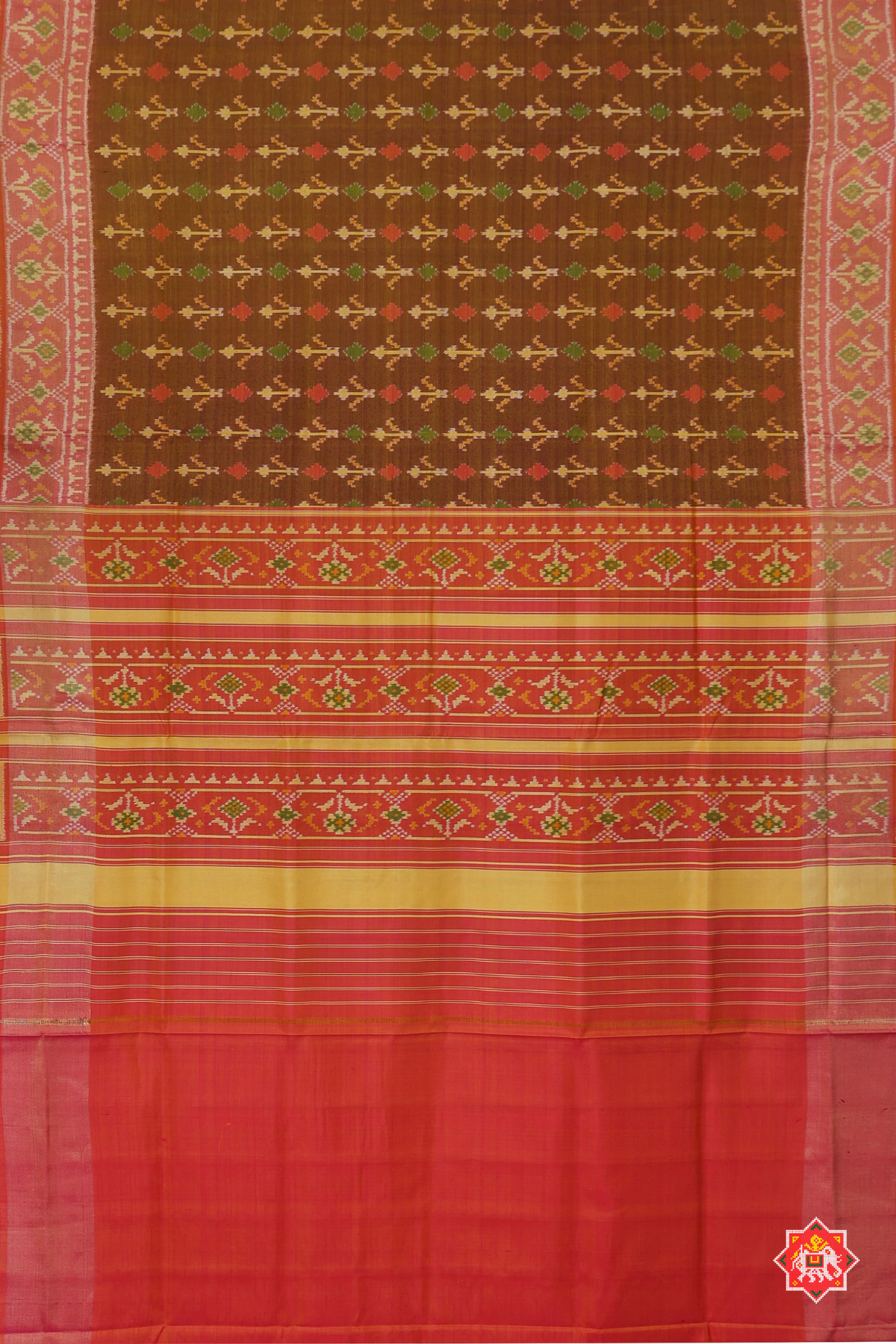 Fancy flowers design with ghughroo border single ikat patola saree