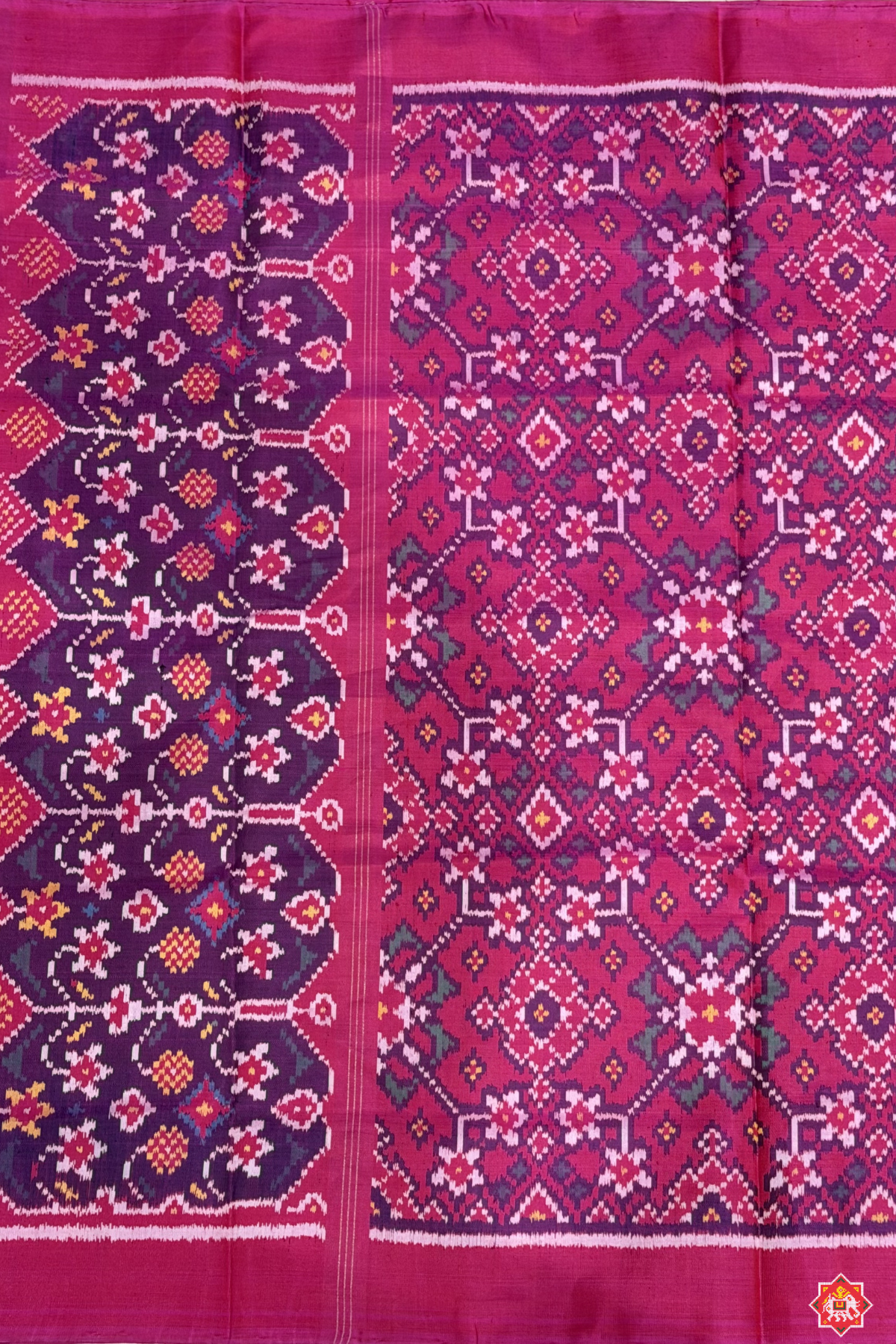 Navratna design with minakari work semi double ikat patola dupatta