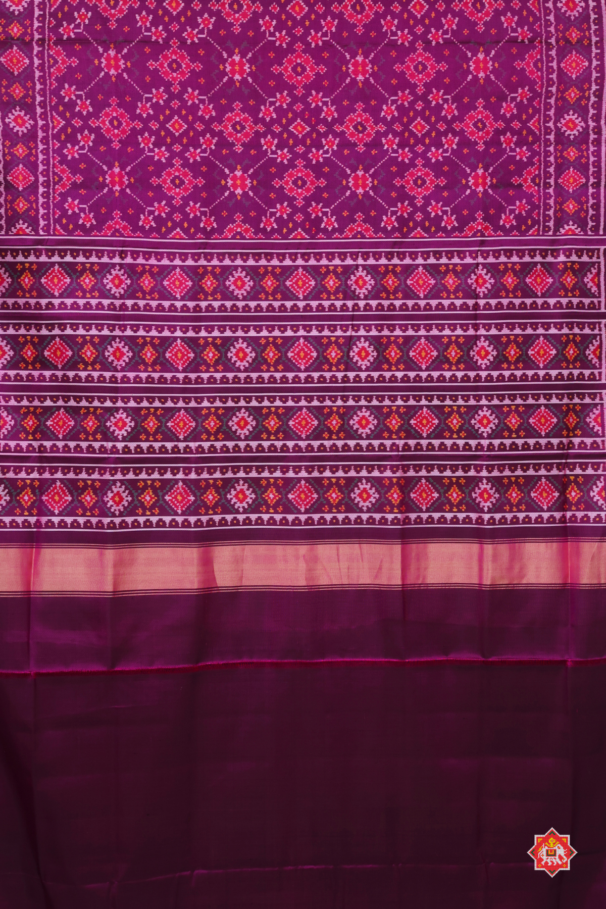 Navratna design with minakari chanda border Semi double ikat patola saree
