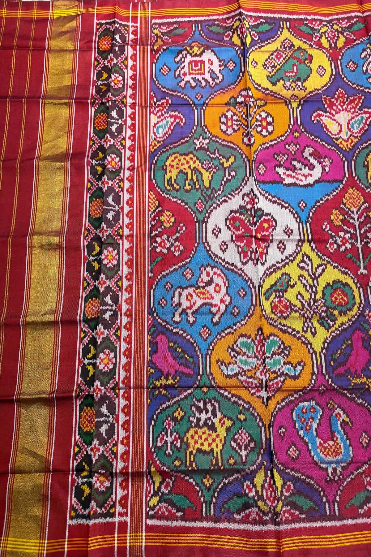 Master piece motifs design semi double ikat dupatta