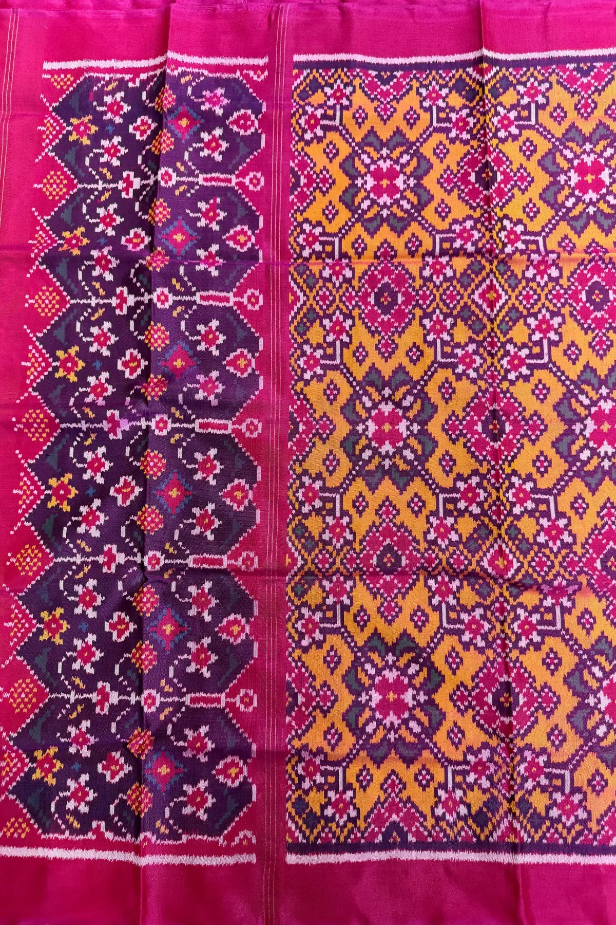Navratna design with minakari work semi double ikat patola dupatta
