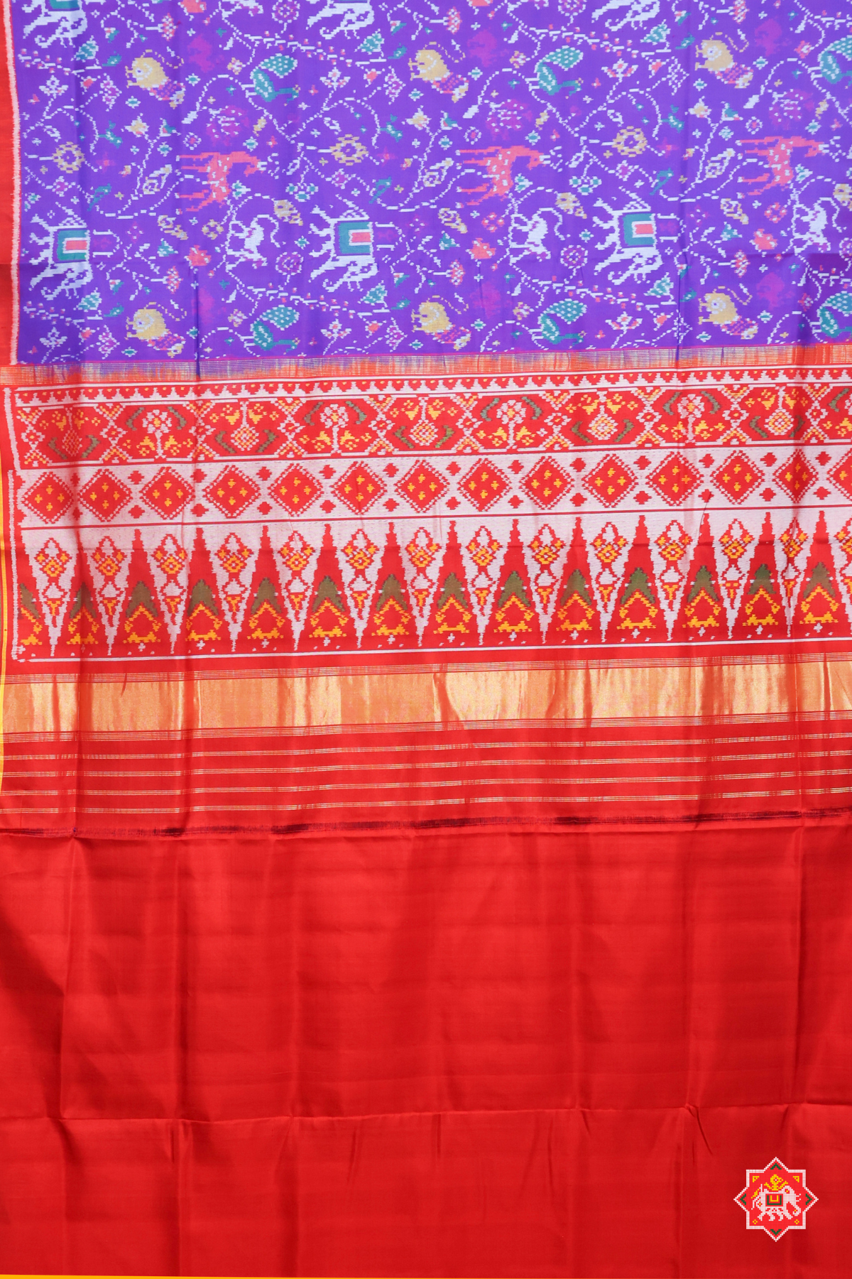 Master piece Animals with flowers design semi double ikat patola saree