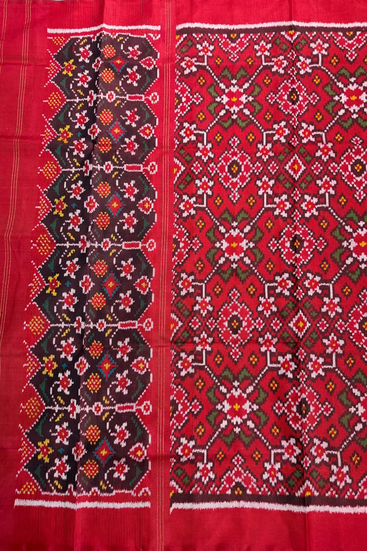 Traditional navratna designer semi double ikat dupatta