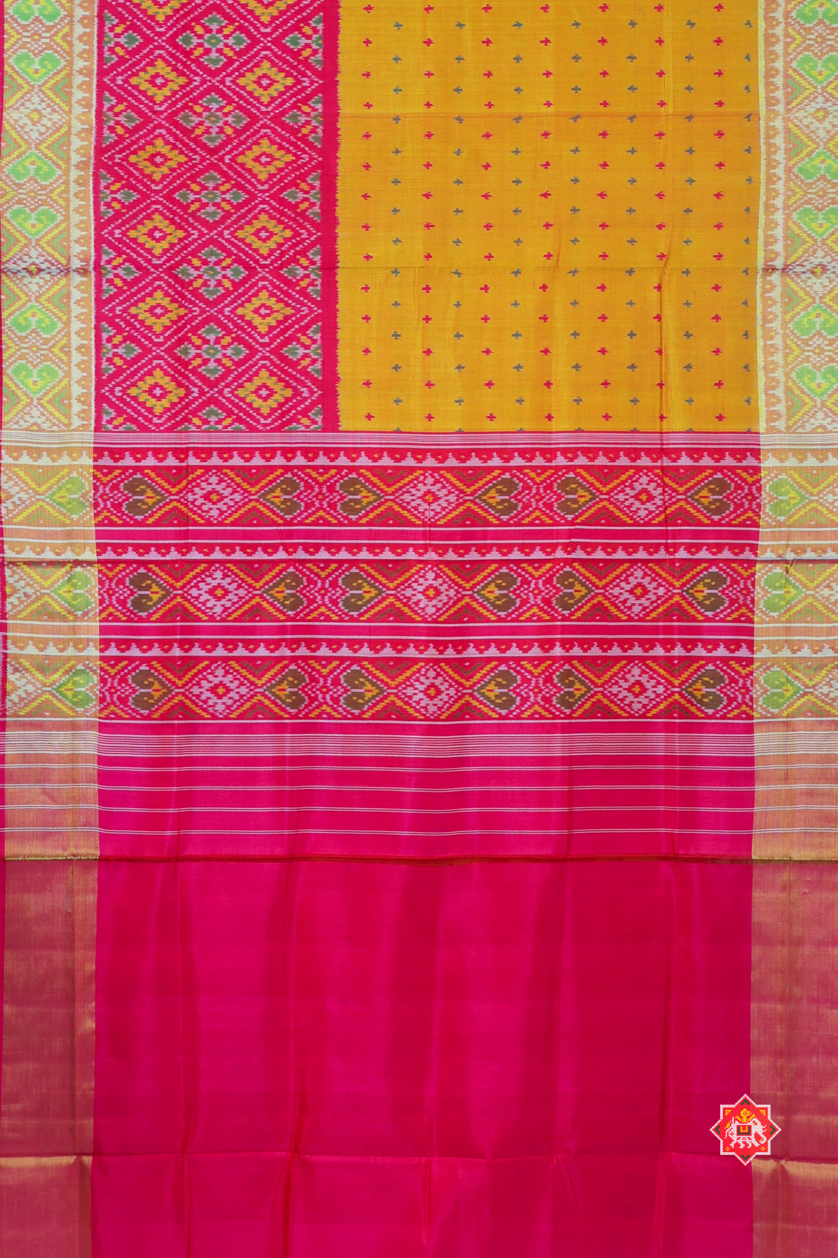 Skirt tissue border design single ikat patola saree