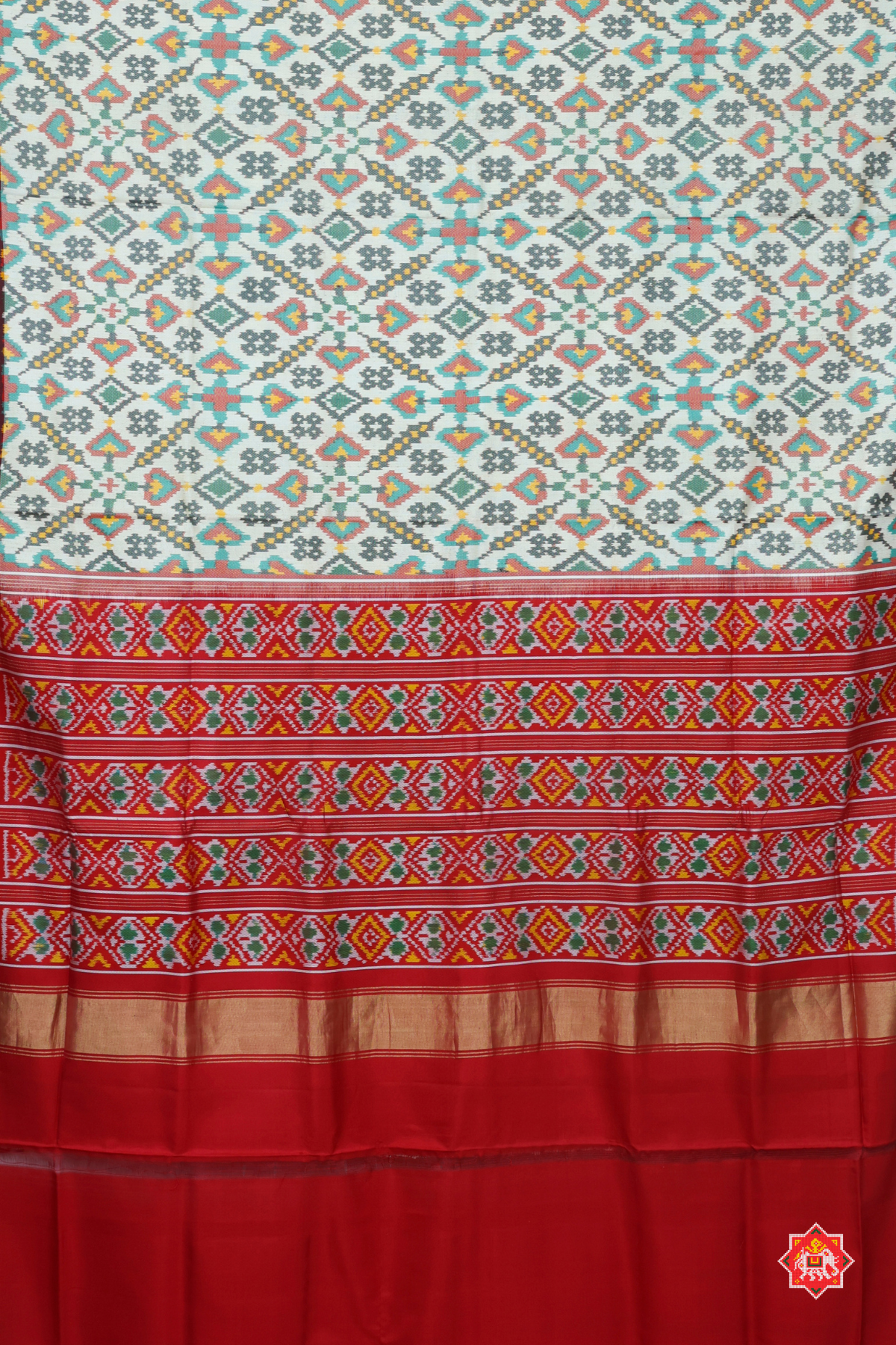 Rajwadi kirron kher design small border  semi double ikat patola saree