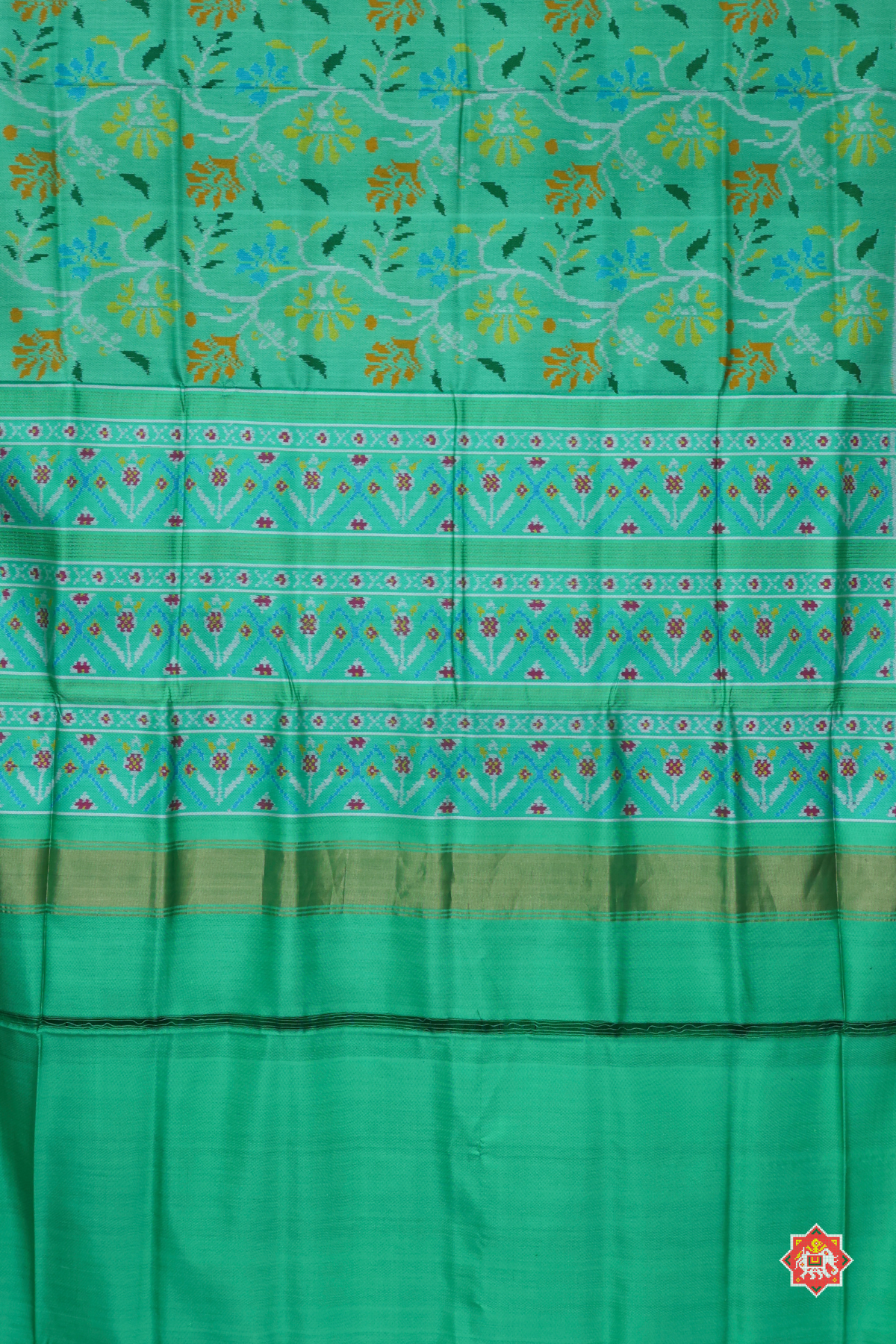 Vell design with small border & traditional pallu semi double ikat patola saree (summer special)