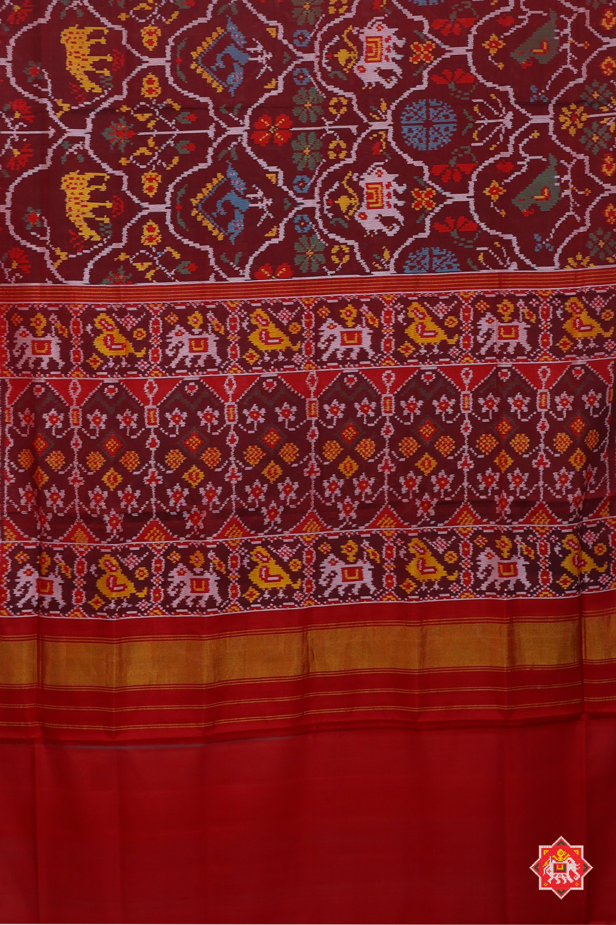 Masterpiece big motifs design semi double ikat patola saree