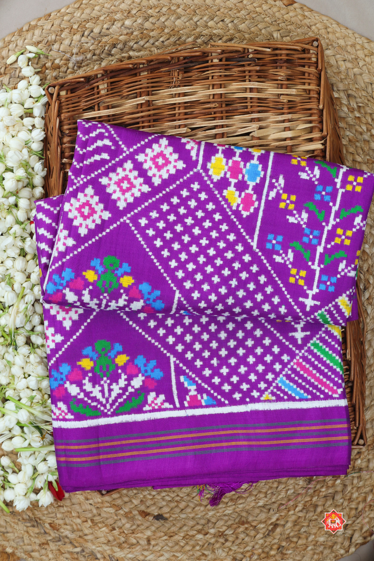Masterpiece patan patola purple chhabadi with leaves design  pure double ikat patola saree