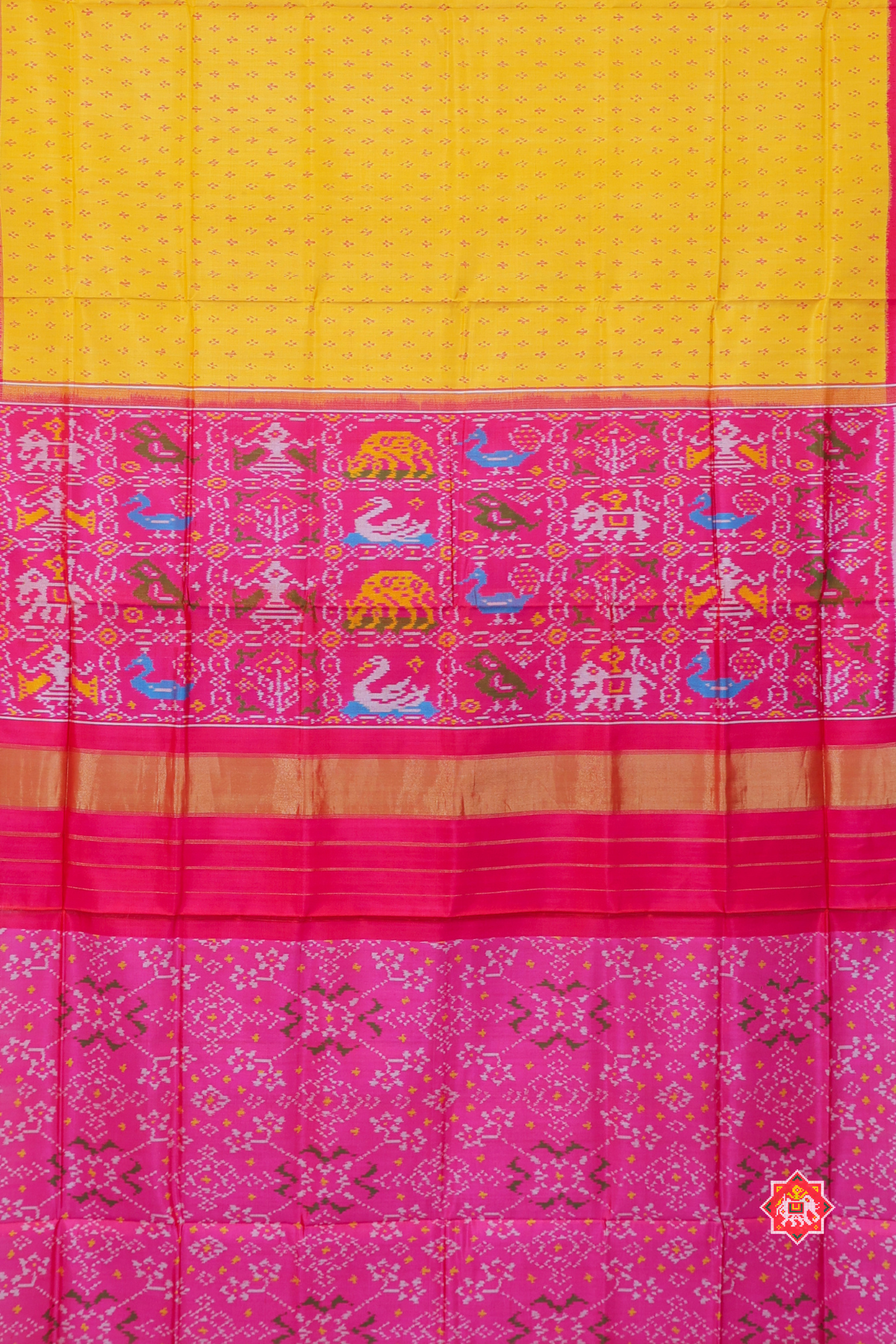 Small dots design with blouse patola design single ikat