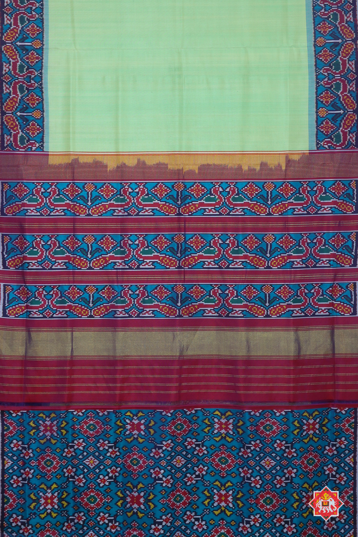 Plain patola with peacock border & blouse patola design semi double ikat patola saree