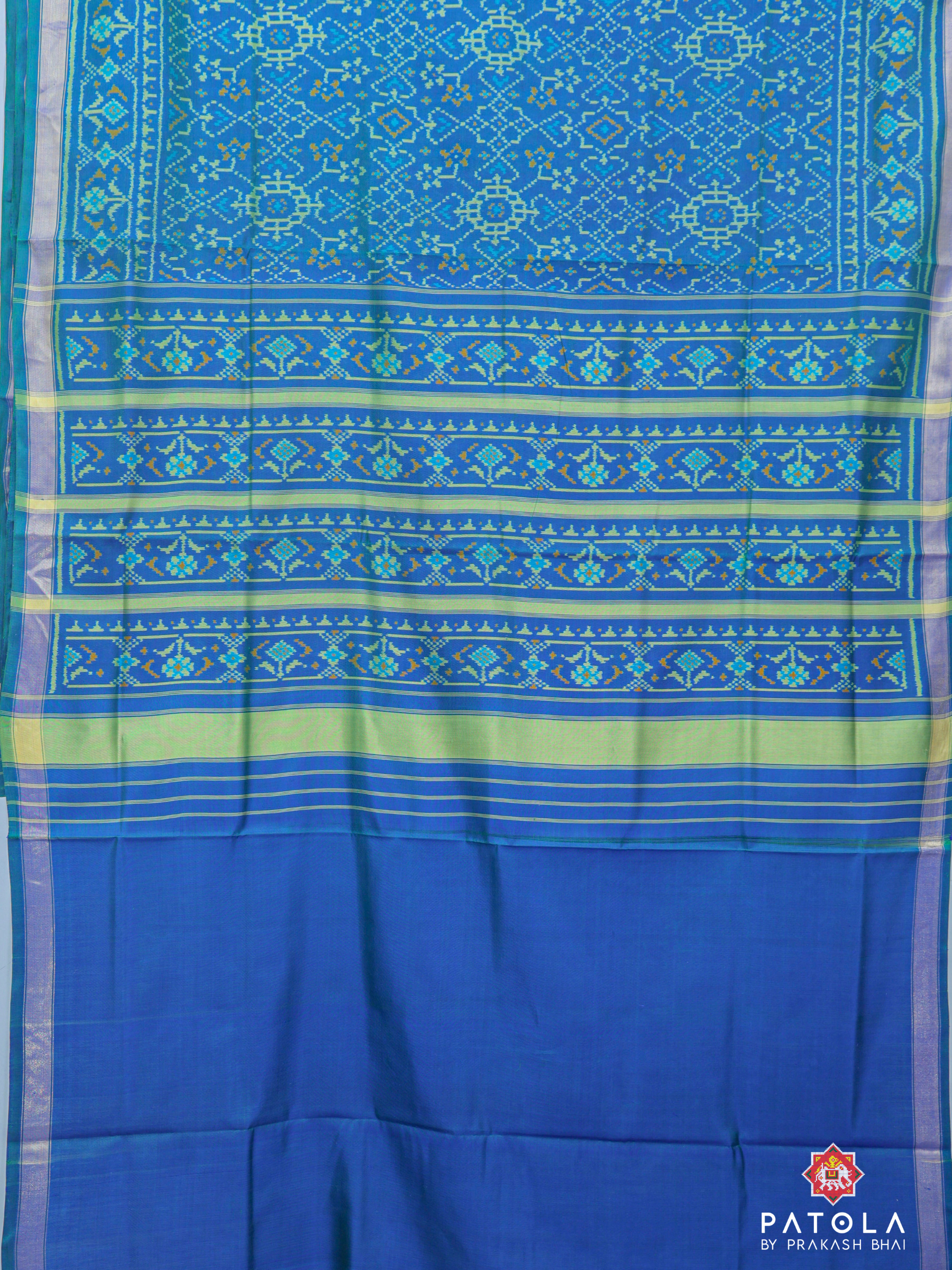 C-Green Navratna Panchanda Mix Designer Single Ikat Patola Saree