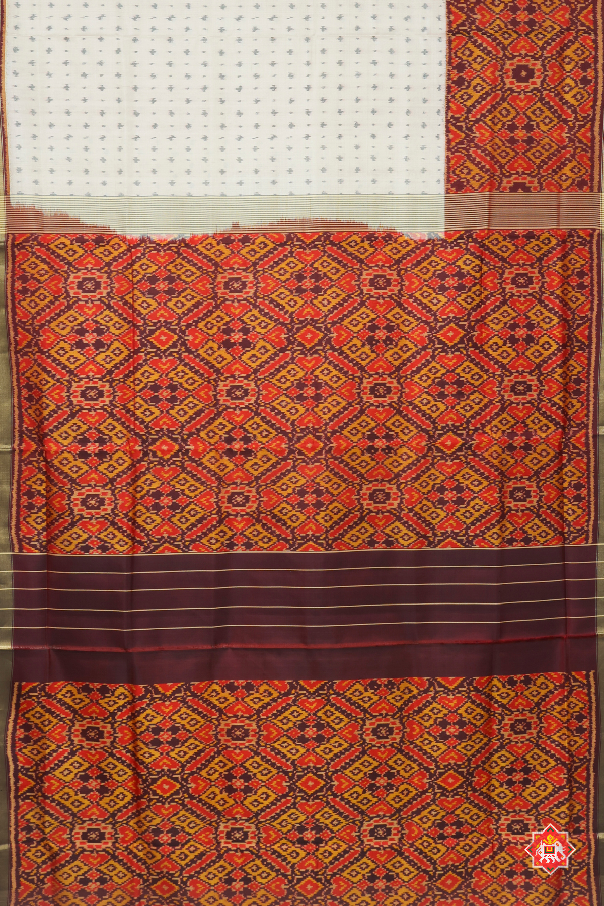 Scut border with small dots minakari work & blouse patola design single ikat patola saree