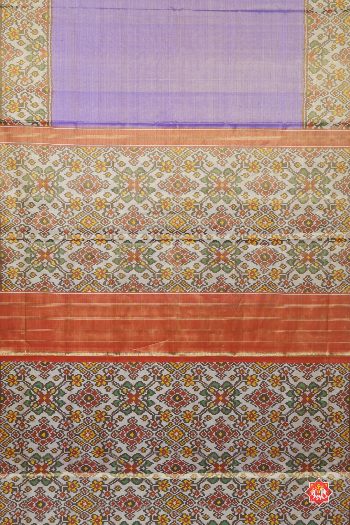 Plain purple & blouse patola design with navratna border tissue patola saree