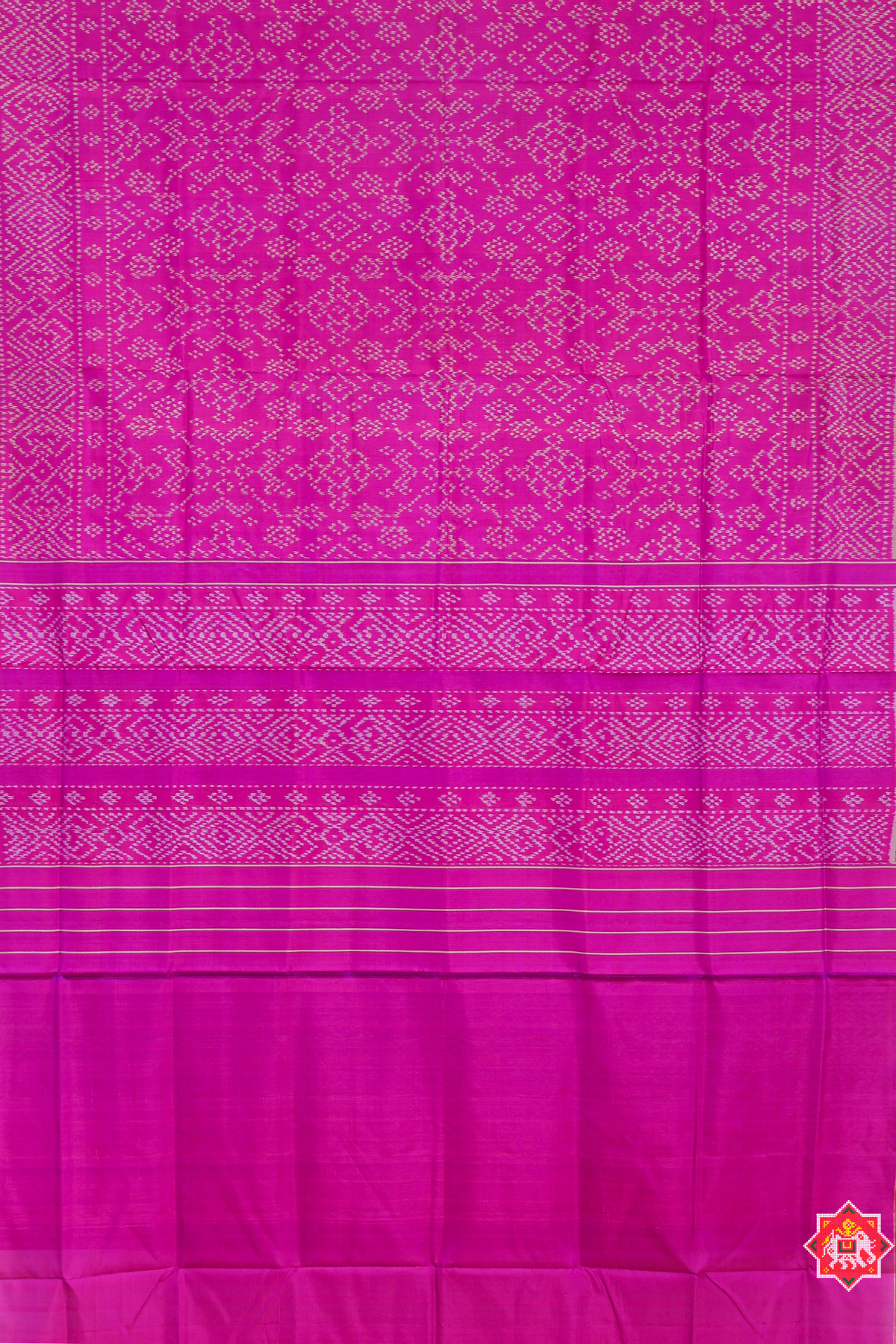 Navratna design small tissue border single ikat patola saree