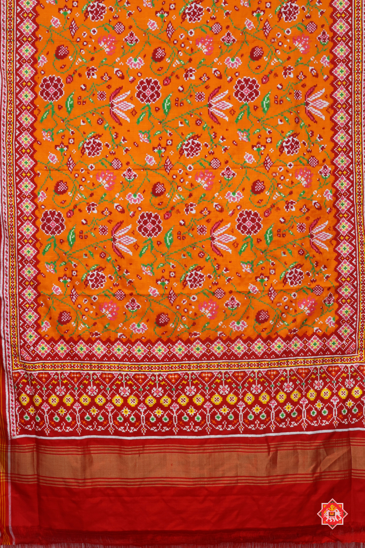 Masterpiece flower design unique pallu border design pure double ikat patola saree