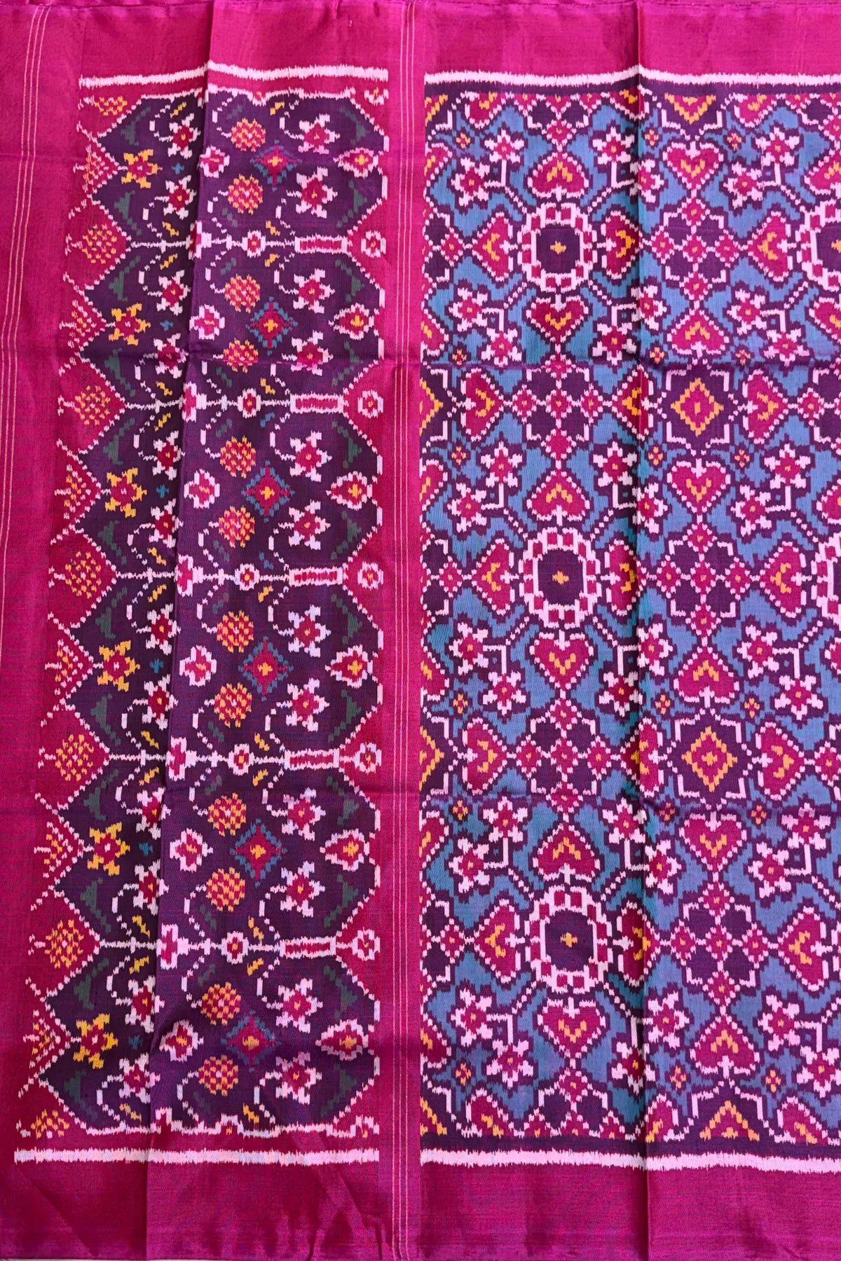 Traditional paan chanda  semi double ikat dupatta