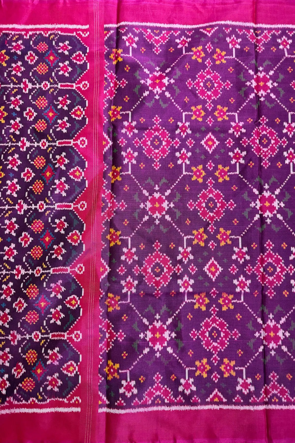 Traditional navratna designer semi double ikat dupatta