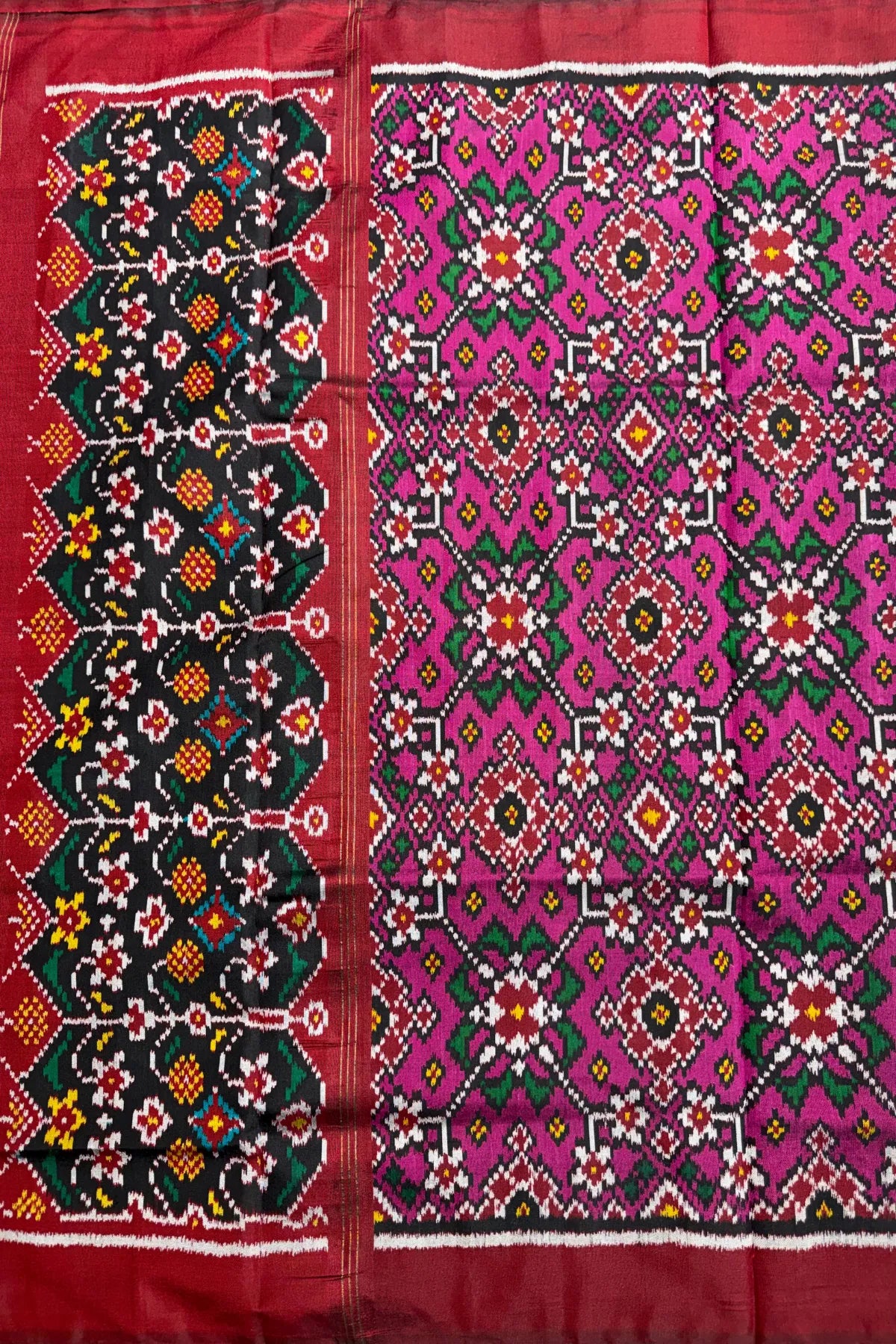 Traditional navratna designer semi double ikat dupatta