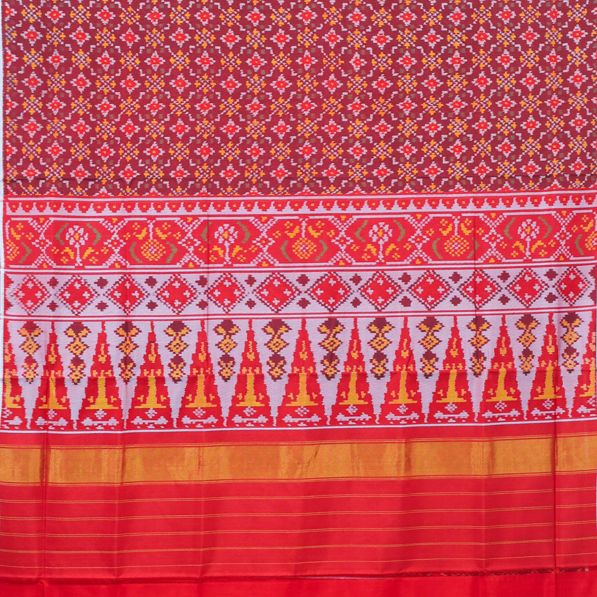 Treditional button full design small border semi double ikat patola sa ...
