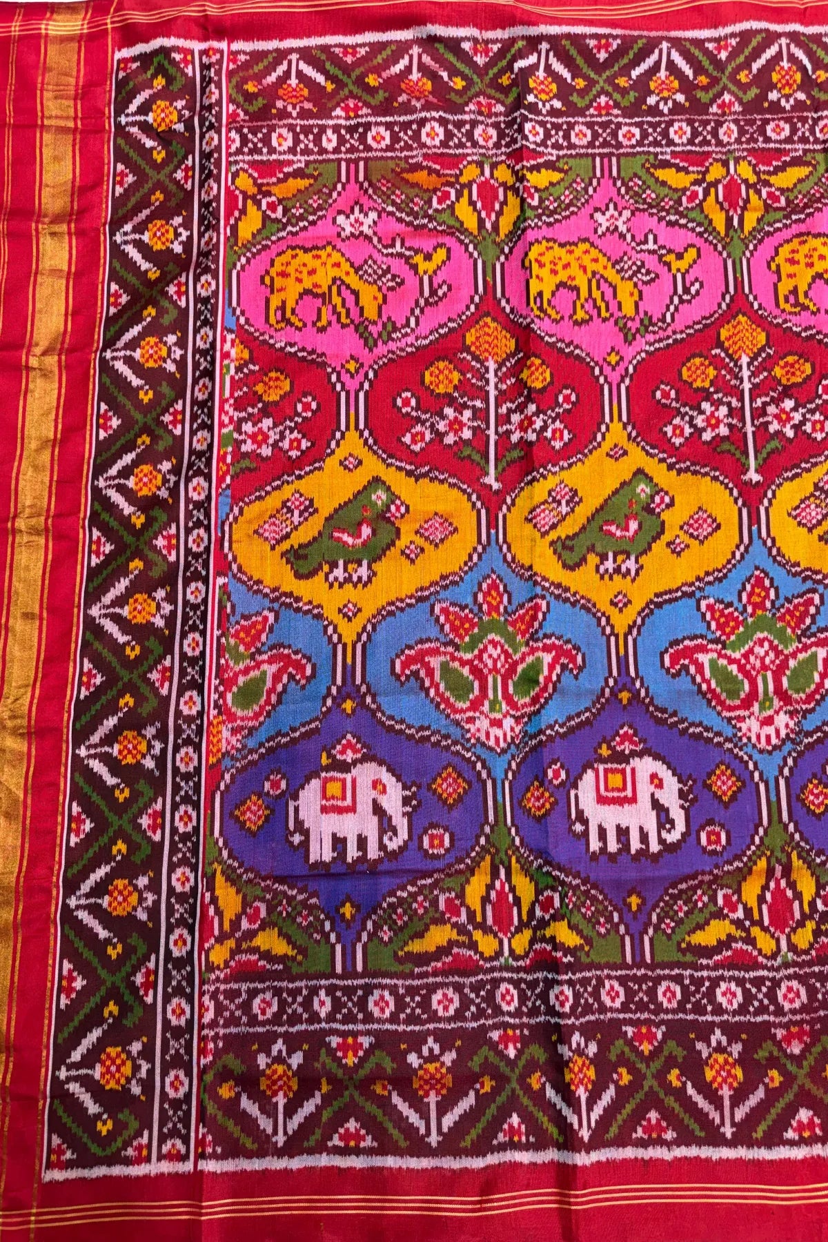 Master piece motifs design semi double ikat dupatta