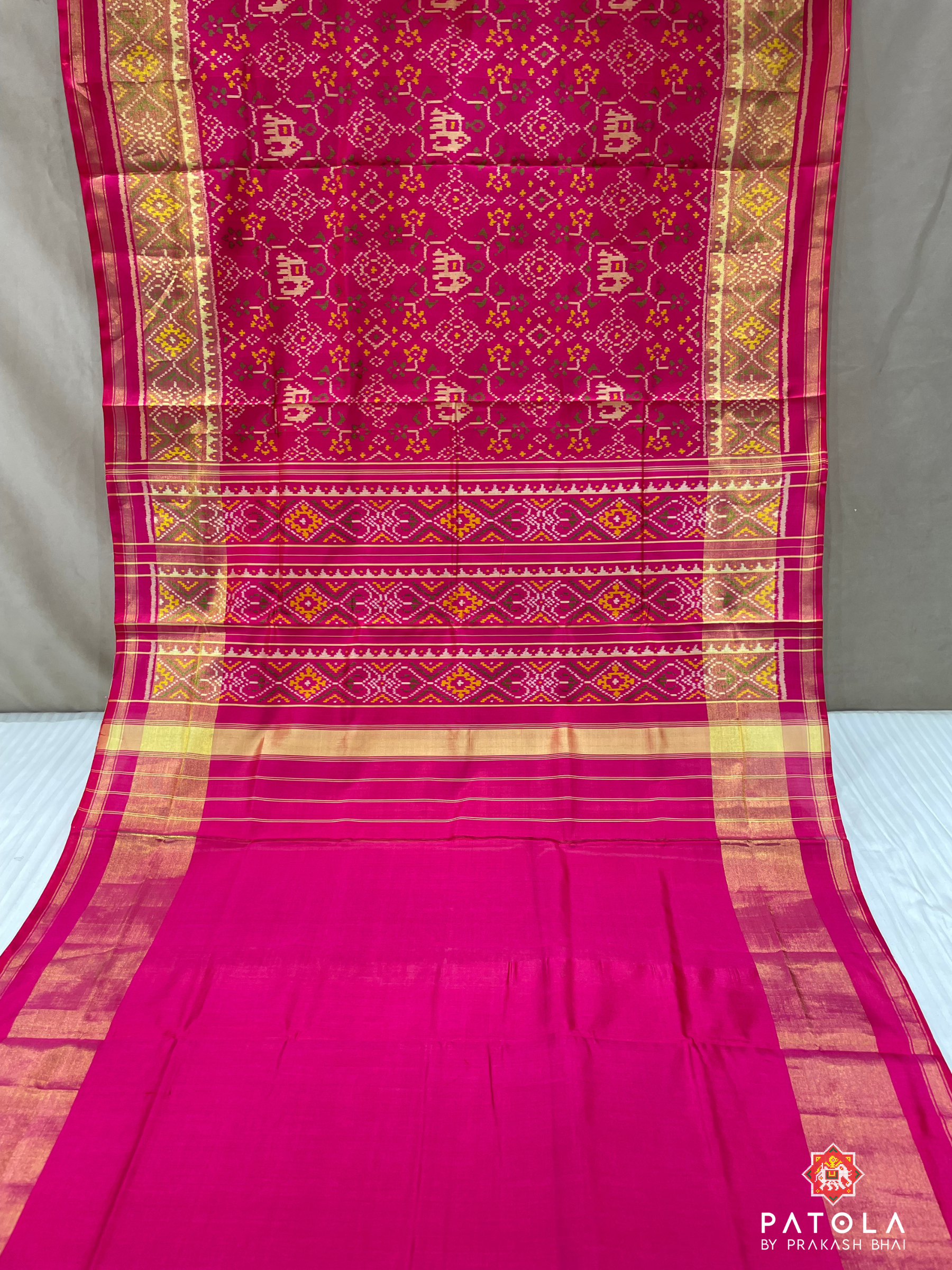 Navratna Design With Elephent Motif Single Ikat Patola Saree