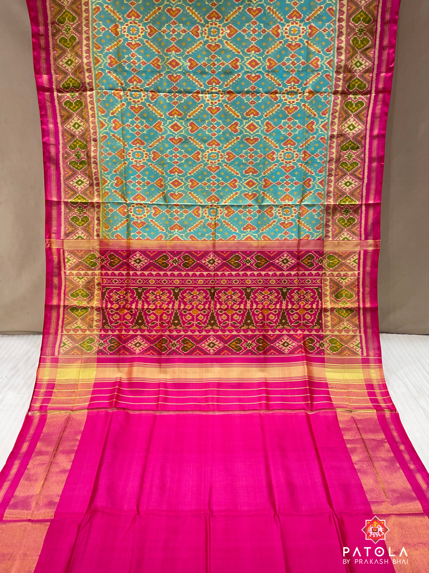 Manekchowk Pan Chanda Mix With Selaari Border Design Single Ikat Patola Sareee