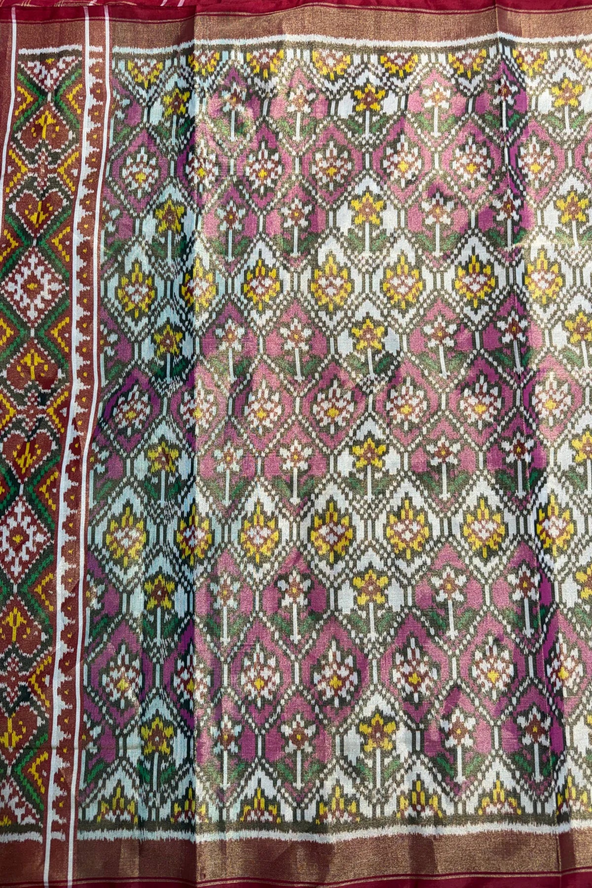 Traditional flower design & minakari work tissue patola dupatta