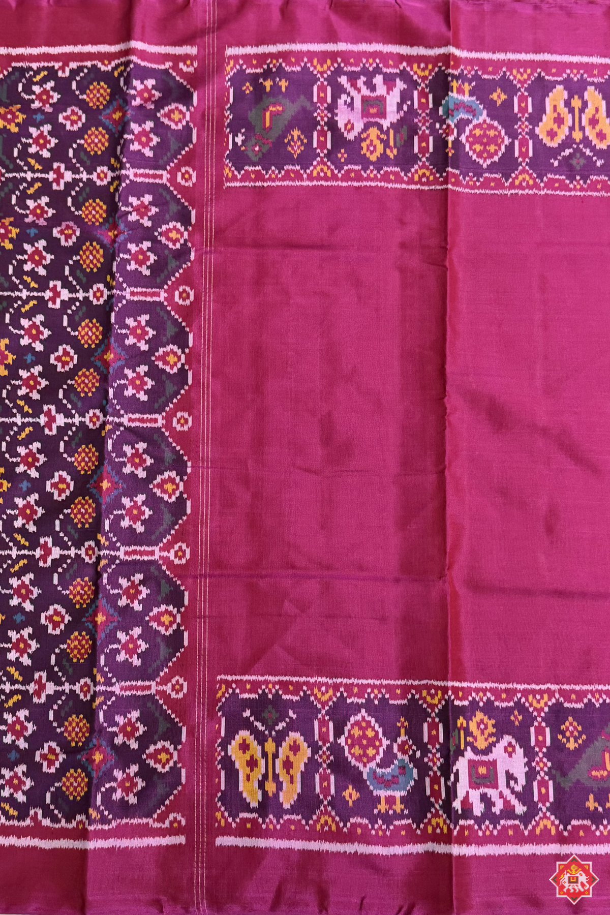 Pallu border motif design plain semi double ikat dupatta