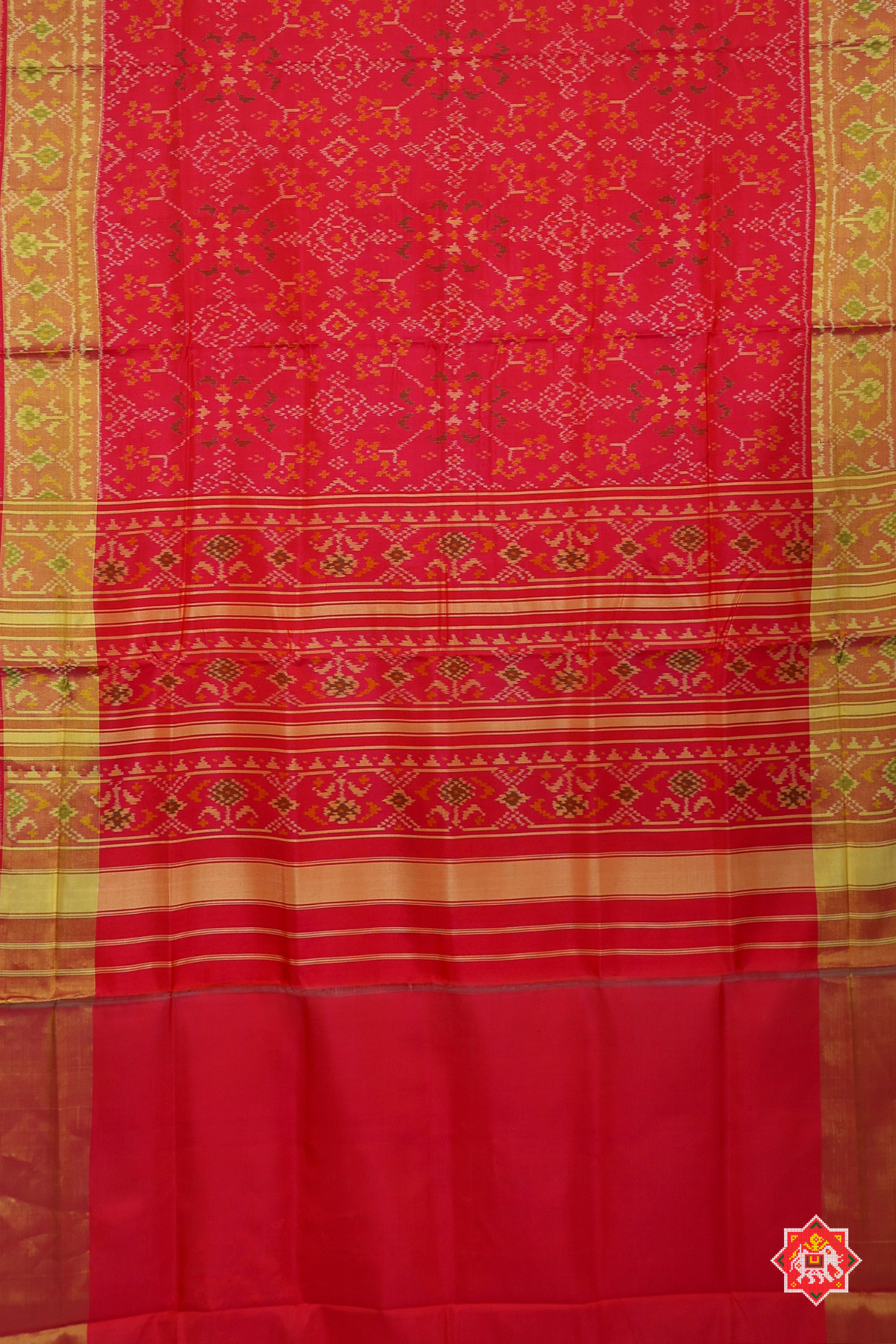 Navaratna design big tissue border single ikat patola saree