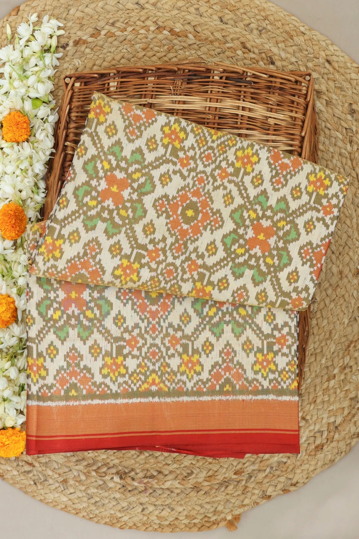 Navaratn design with pallu traditional tissue patola saree